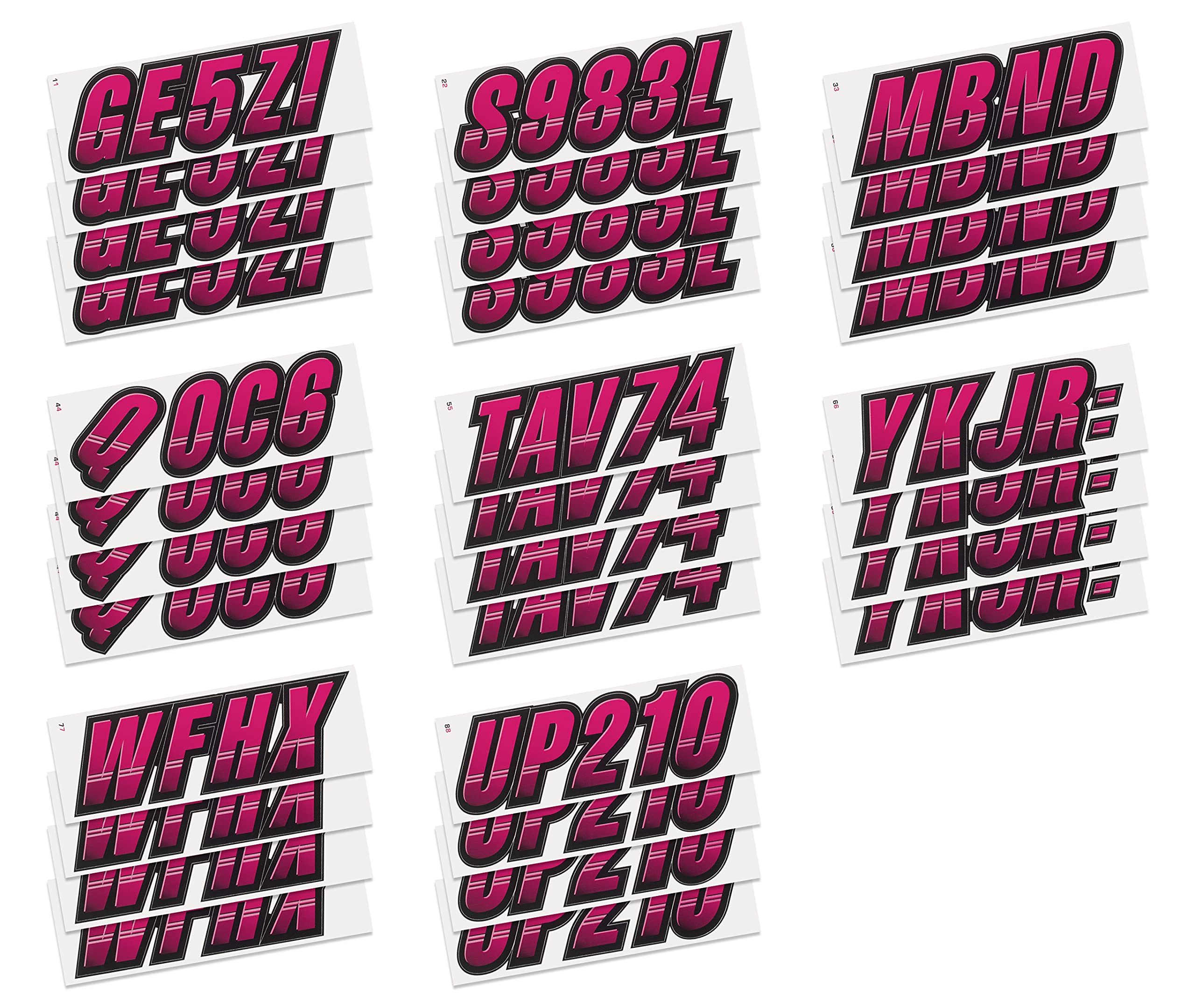 Stiffie Techtron Berry/Black 3 '' Boat & Pwc Registration Decals  Numbers Letters Stickers
