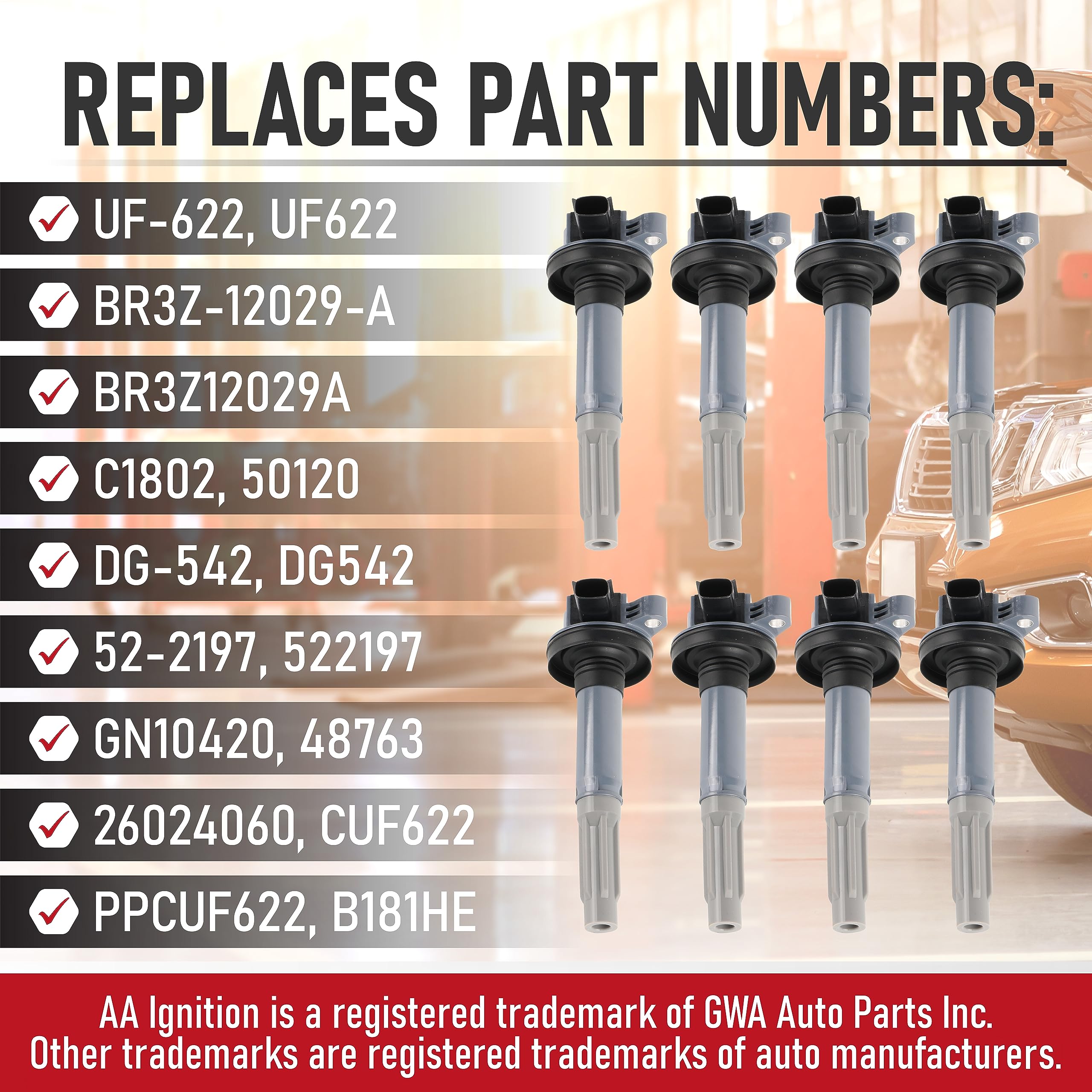 AA Ignition Ignition Coil Pack Set of 8 for Ford 5.0L - Fits 2011-2016 F-150, 2011-2020 Lobo, 201