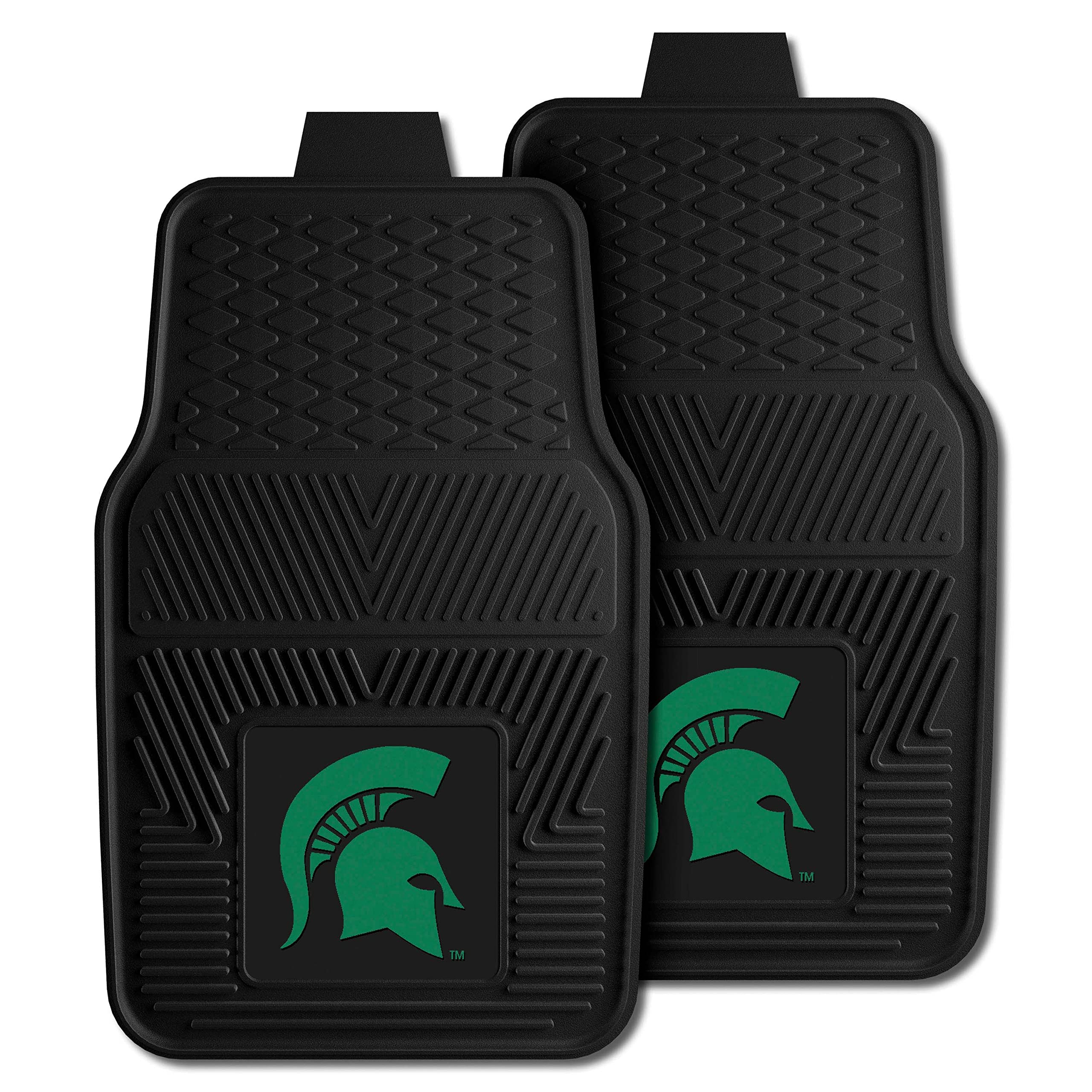 FANMATS Set of 4 Michigan State University Car Mats - All Weather Rubber, 29"x17" Front, 14"x17" Rear, Universal Fit, Model 39388