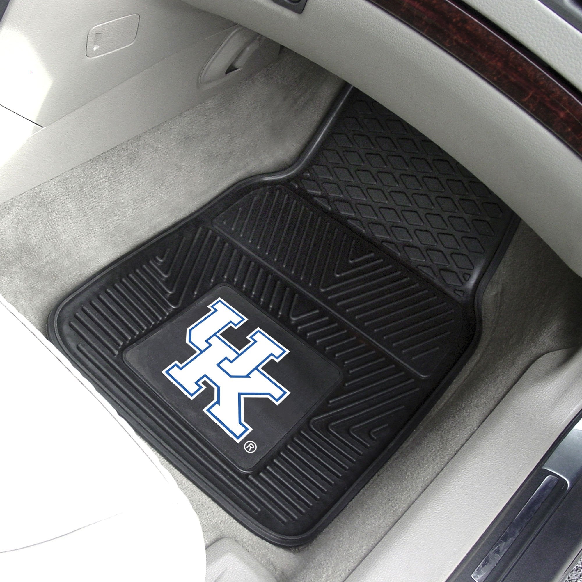 FANMATS University of Kentucky Wildcats Car Mats Set of 4 - All Weather Rubber, 29"x17" Front, 14"x17" Rear, Model 39389