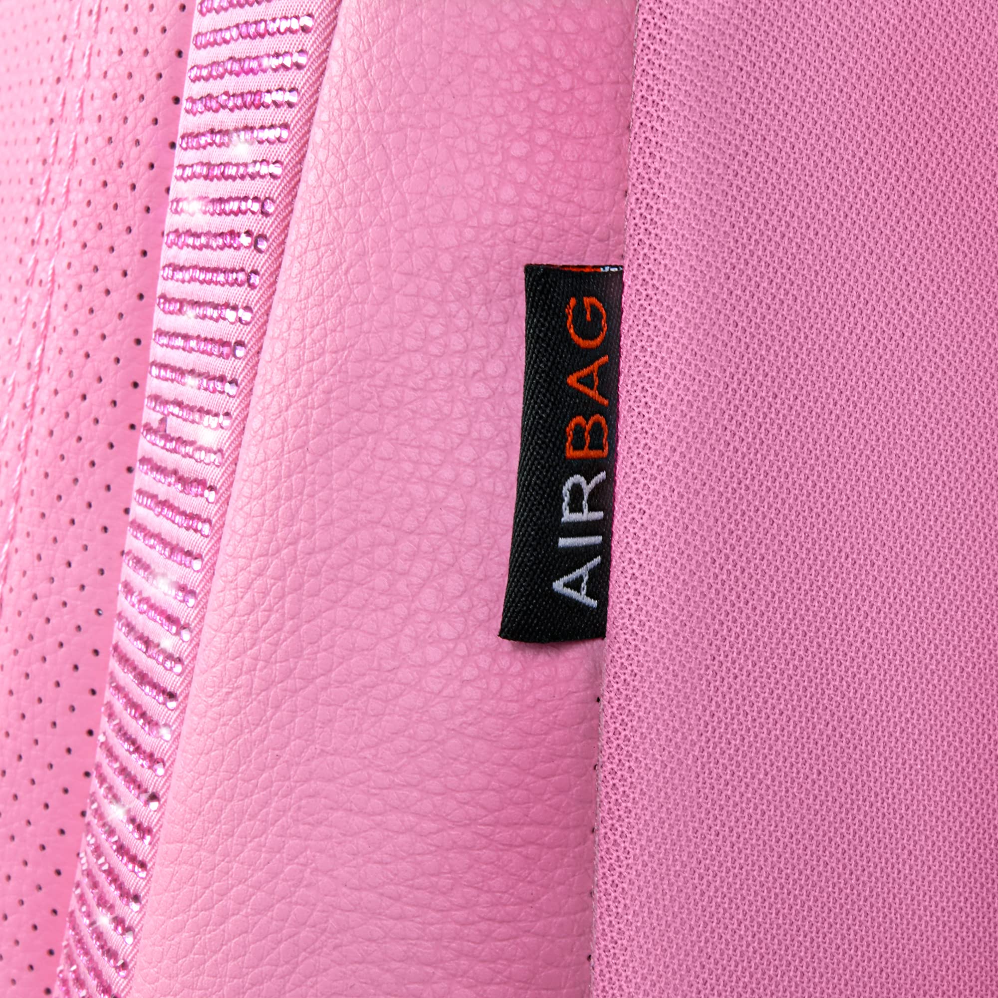 CAR PASS Bling Car Seat Covers, Waterproof Faux Leather, Pink, Two Front Seats, Rhinestone Sparkle for Women