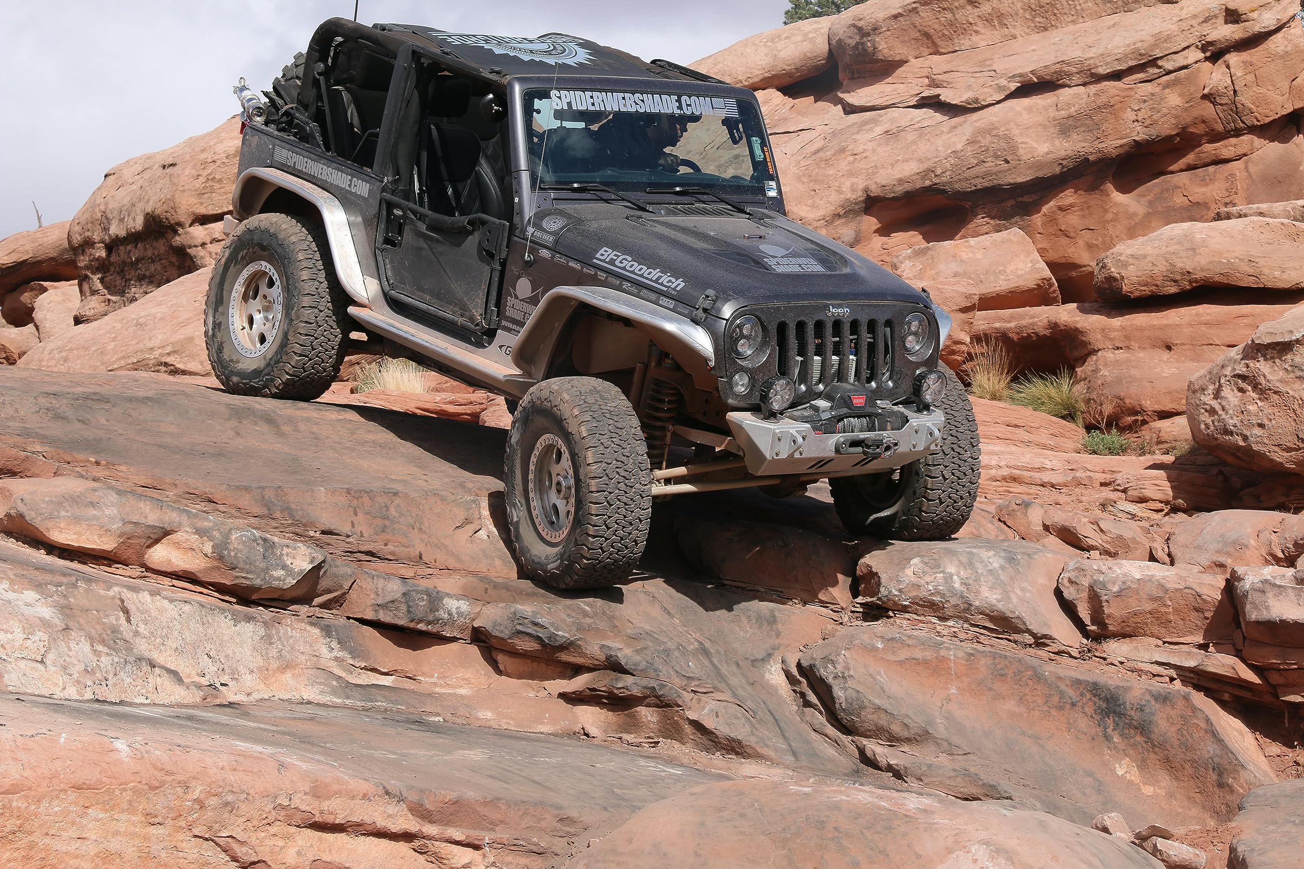 Spiderwebshade mesh Sun Shade top Compatible with Jeep Wrangler jk 2 Door 2007 Until 2018 All Trims Made in The USA Vehicle Acce