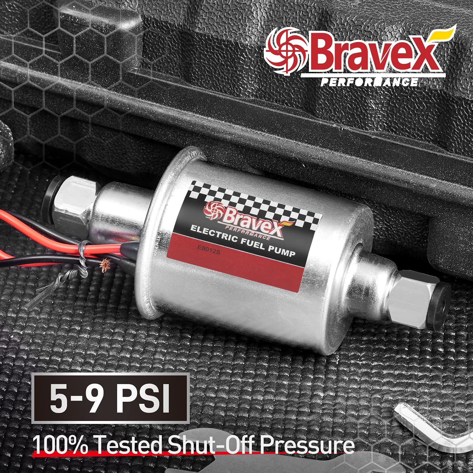 STEINBRÜCKE E8012S Universal Electric Fuel Pump - Low Pressure 5-9 PSI, 12V, Metal with Installation Kit