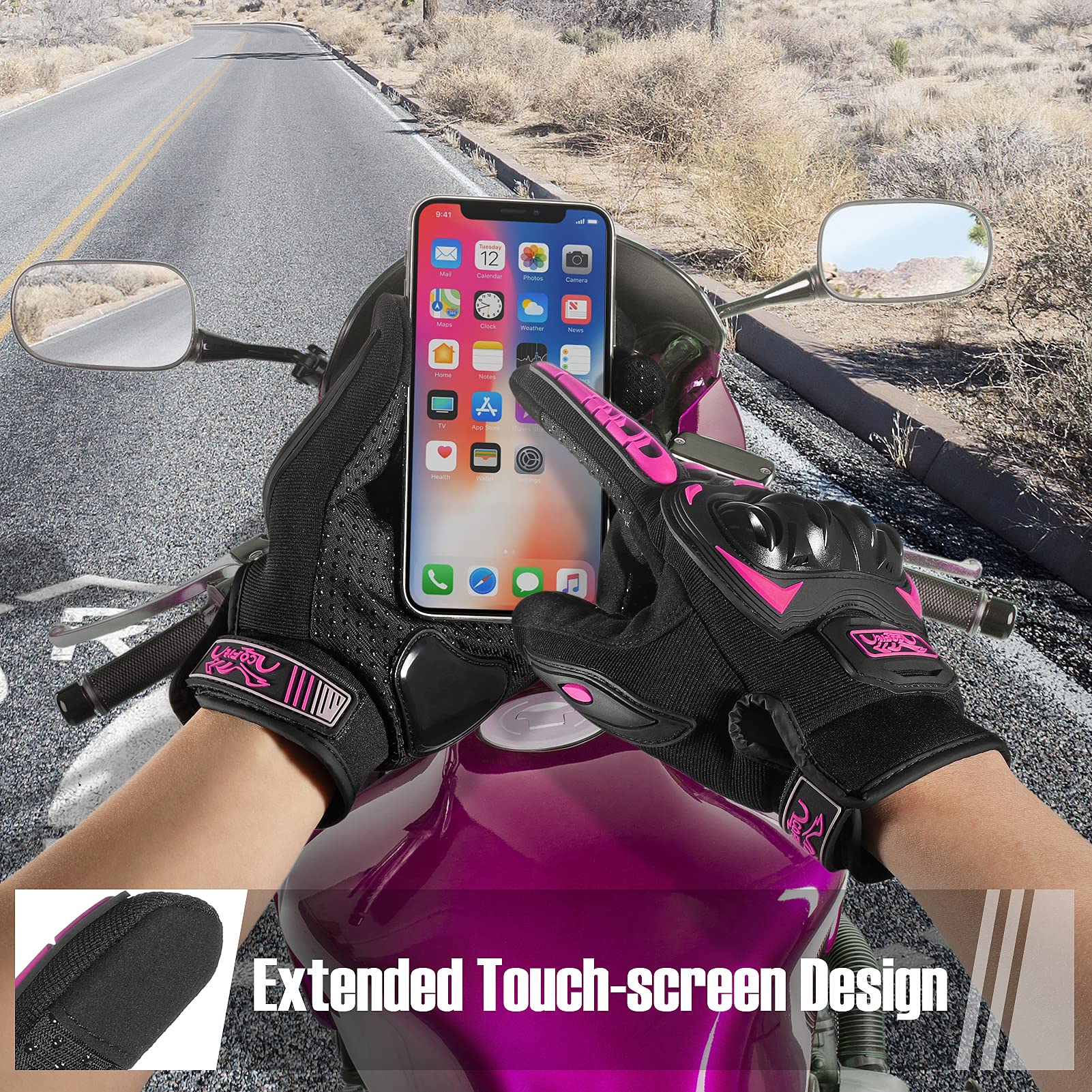 Cofit Motorcycle Gloves Breathable, Touchscreen Motorbike Gloves Anti-Slip With Good Grip Hard Knuckles Protection For Men Women