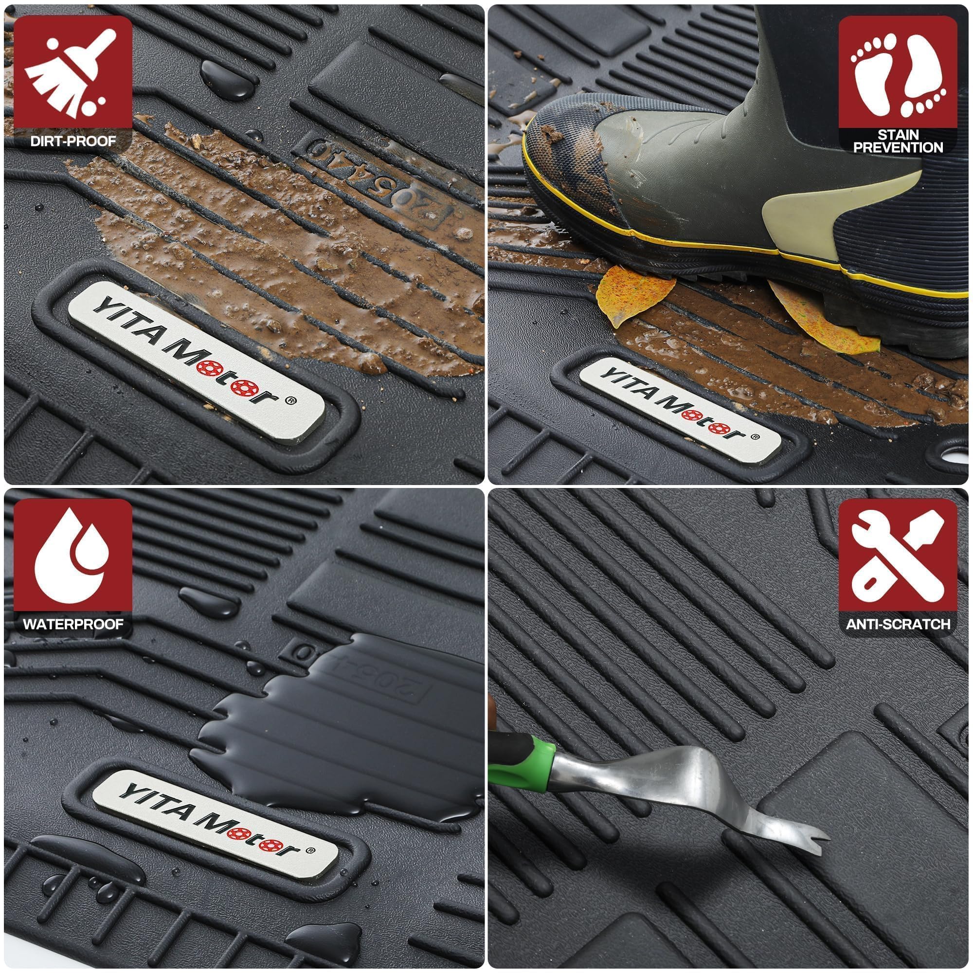 YITAMOTOR Floor Mats for Toyota Tundra CrewMax 2022-2026, All-Weather TPE Liners, Black, 30"x27"x6"