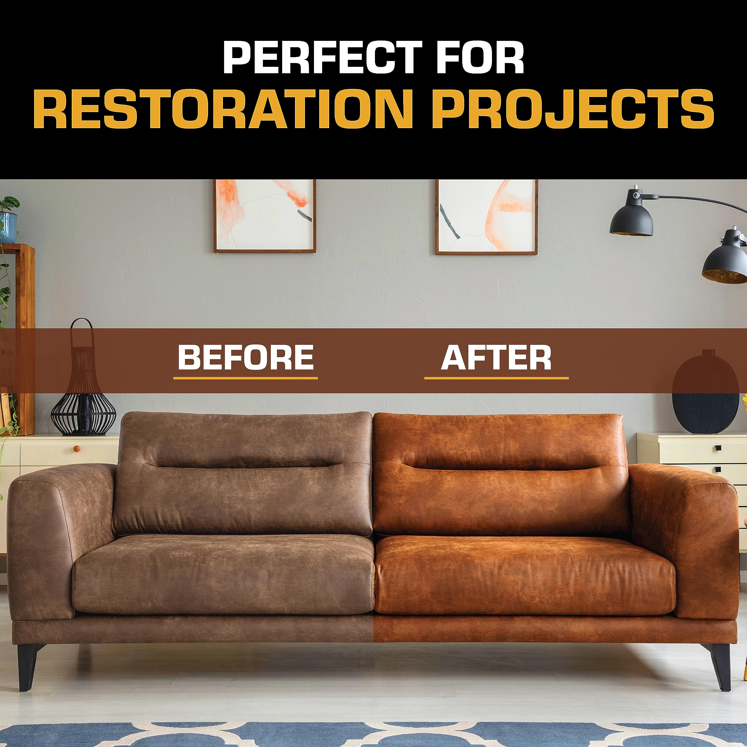 FORTIVO Leather Recoloring Balm Couch Repair Kit, Medium Brown, Model FTV-BLCK200, with Mink Oil for Furniture Restoration