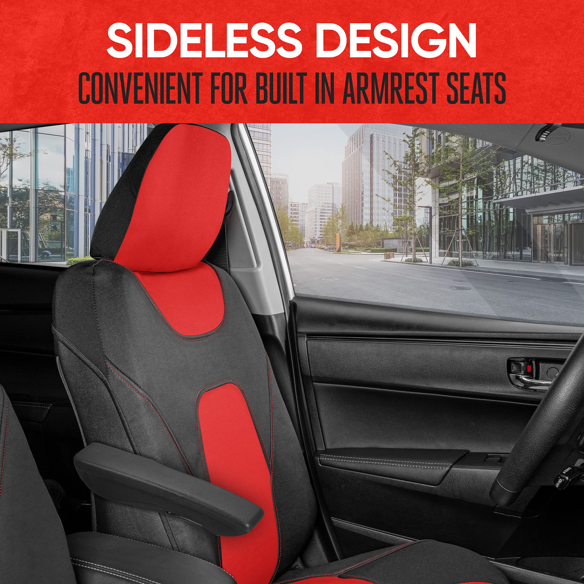 Motor Trend Aquashield Car Seat Covers For Front Seats, Red - Two-Tone Waterproof Seat Covers For Cars, Neoprene Front Seat Cove
