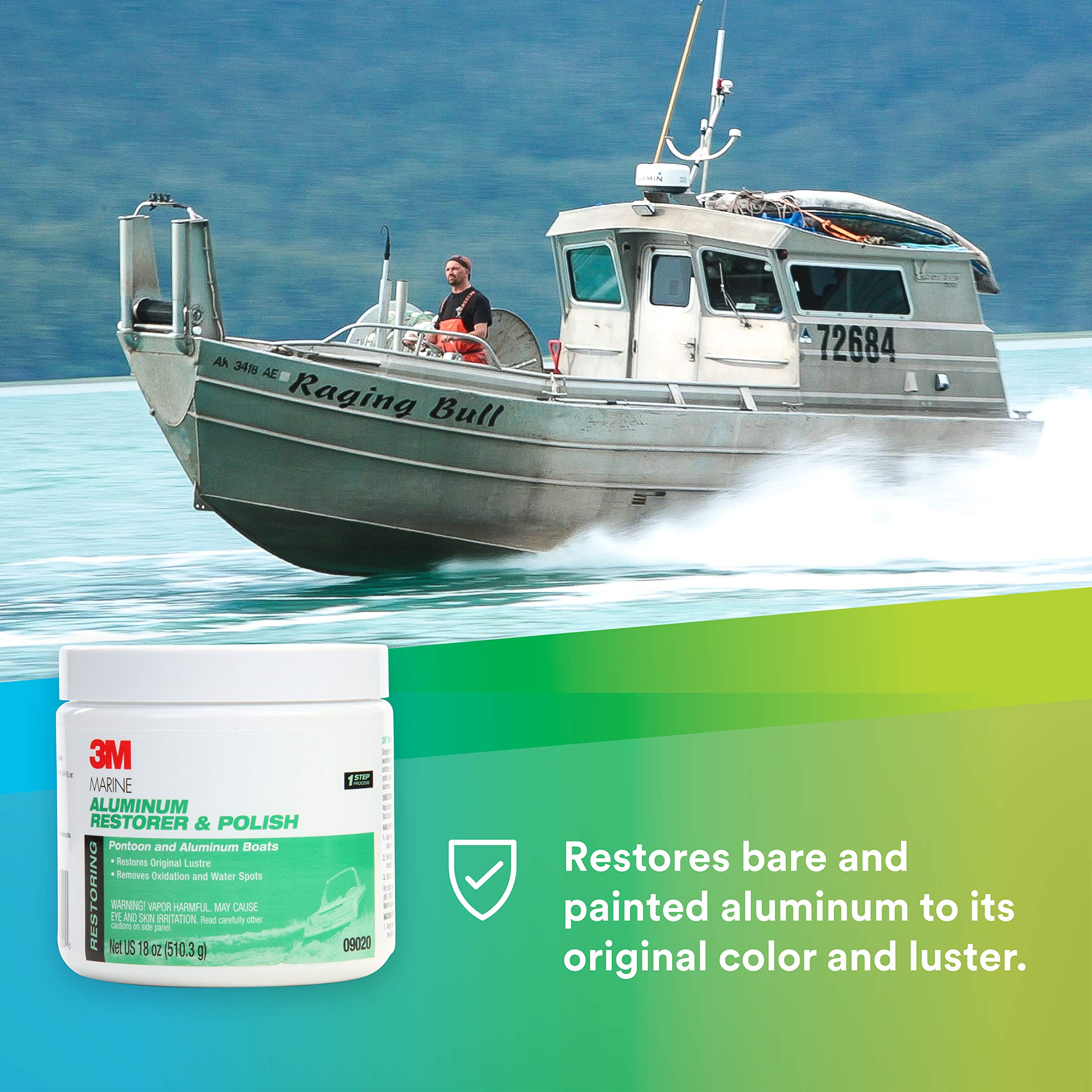 3M Marine Aluminum Restorer and Polish, 18 oz, Model 09020, Paste for Heavy Oxidation Removal
