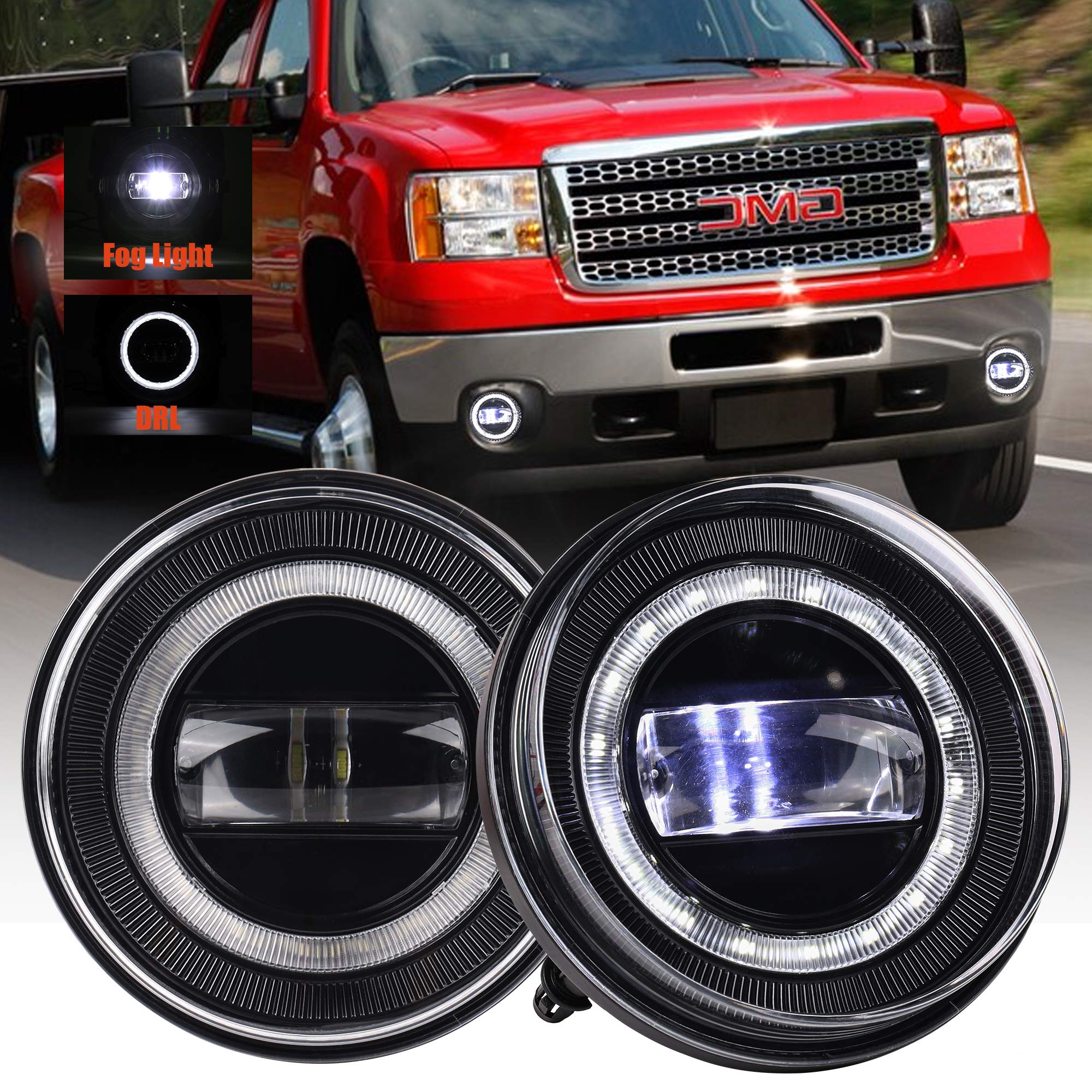 Drfg Led Fog Light With Drl Compatible With 2007-2013 Gmc Sierra 1500/2007-2014 Gmc Sierra 2500Hd/ 2007-2014 Gmc Sierra 3500Hd F