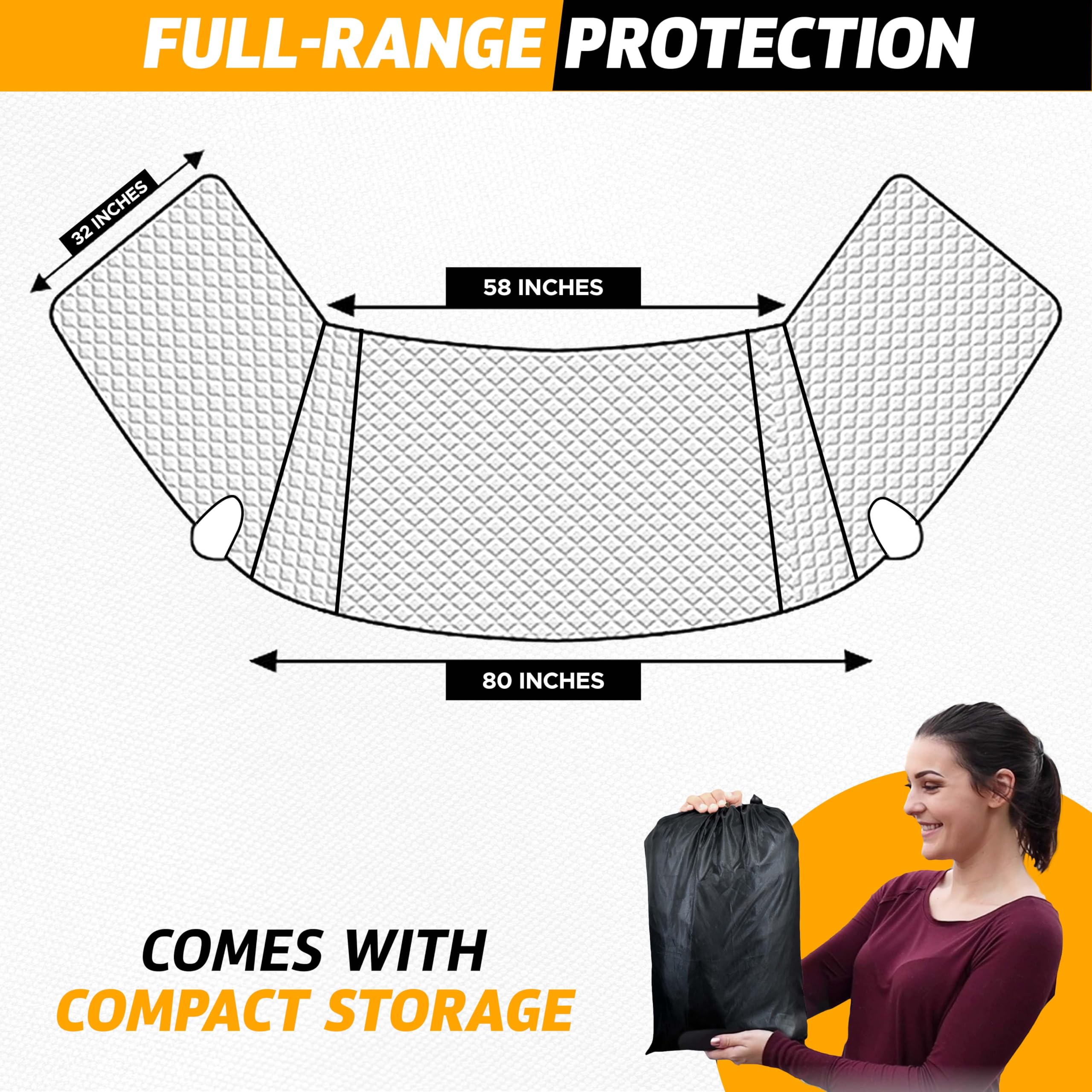 EcoNour RV Windshield Cover - Ice & Snow Protection for Ford E450 Class C RV (1997-2025) - XXX-Large, White, High-Density Material