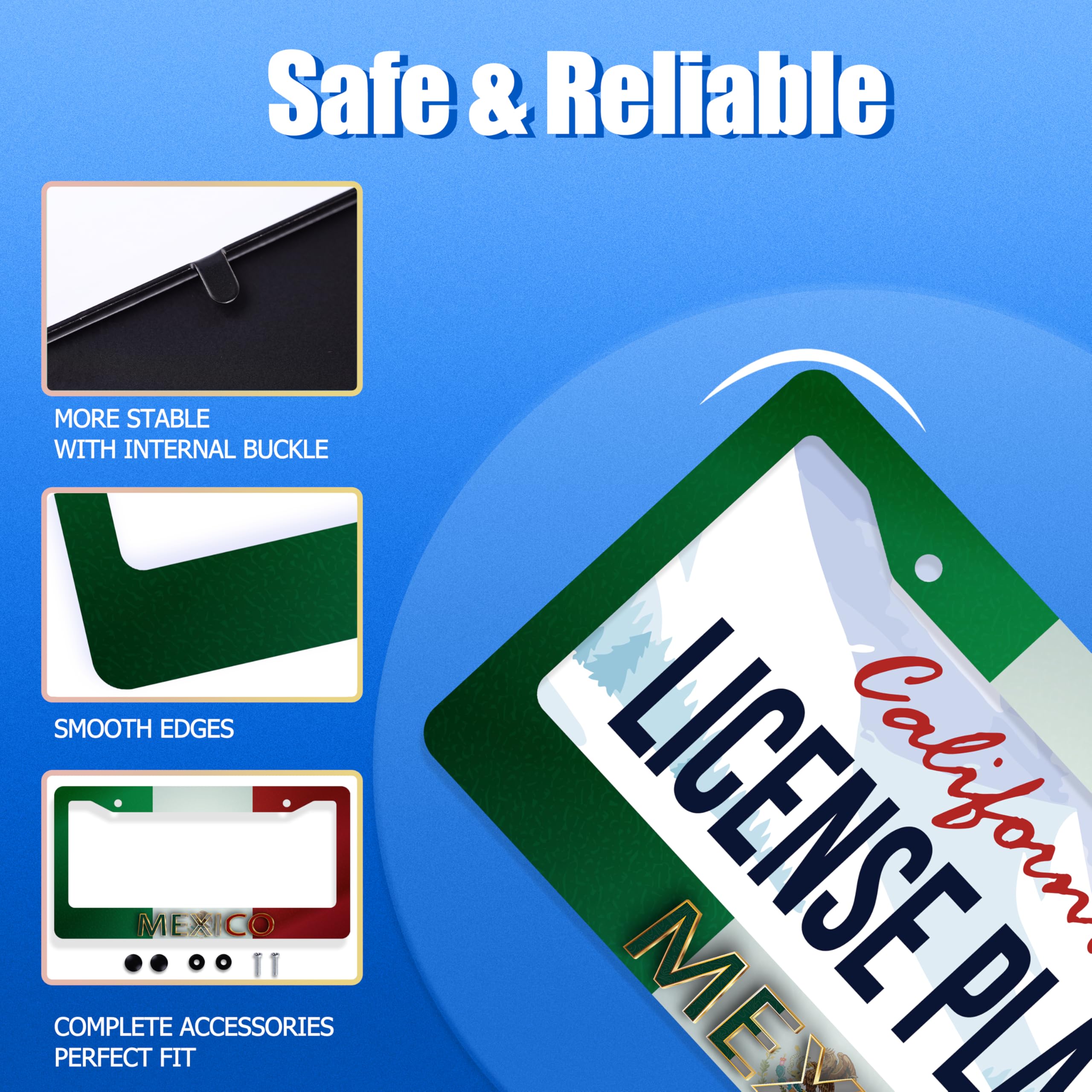 Mexico Flag License Plate Frame Personalise Mexican Funny License Plate Stainless Steel Flag License Plate Holder Car Accessory