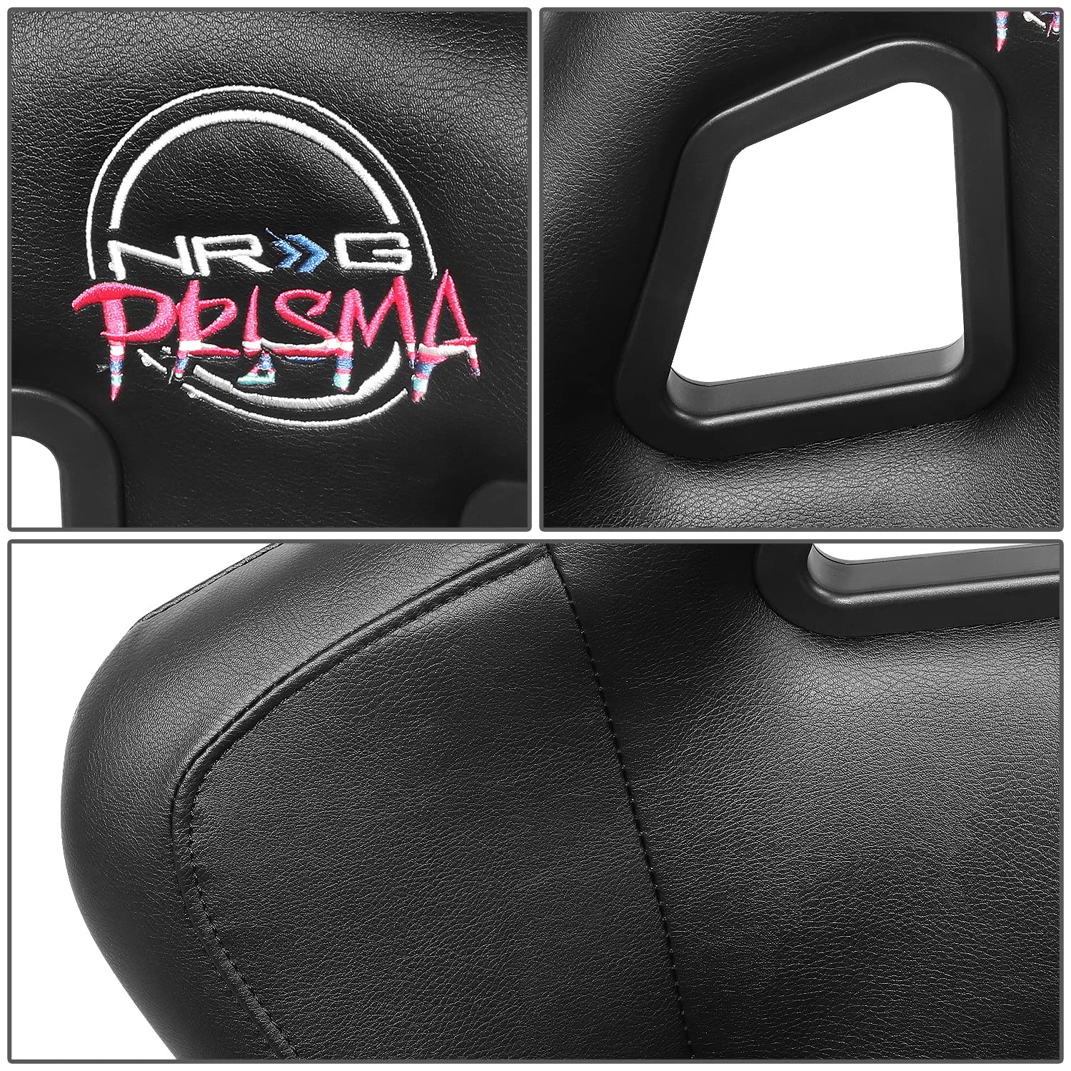 Nrg Innovations Frp-302Bk-V Bucket Racing Seat Double Layer Frp Black Vinyl Wrapped Mixed-Density Foam 5 Point Harness Compatibi