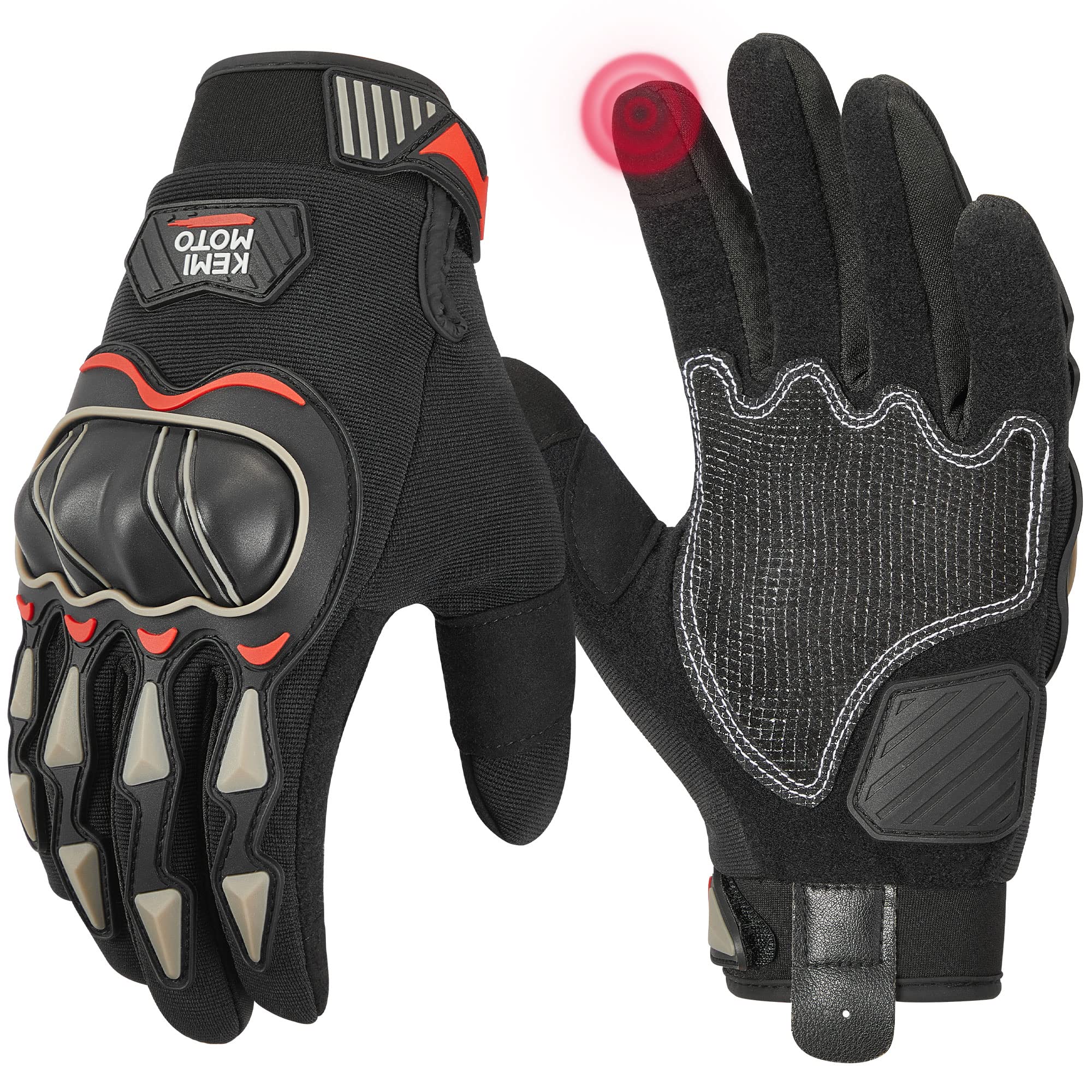 Kemimoto Tactical Gloves For Men, Touchscreen Motorcycle Gloves With Hard Protective Shields For Outdoor Sports On-Road/Off-Road