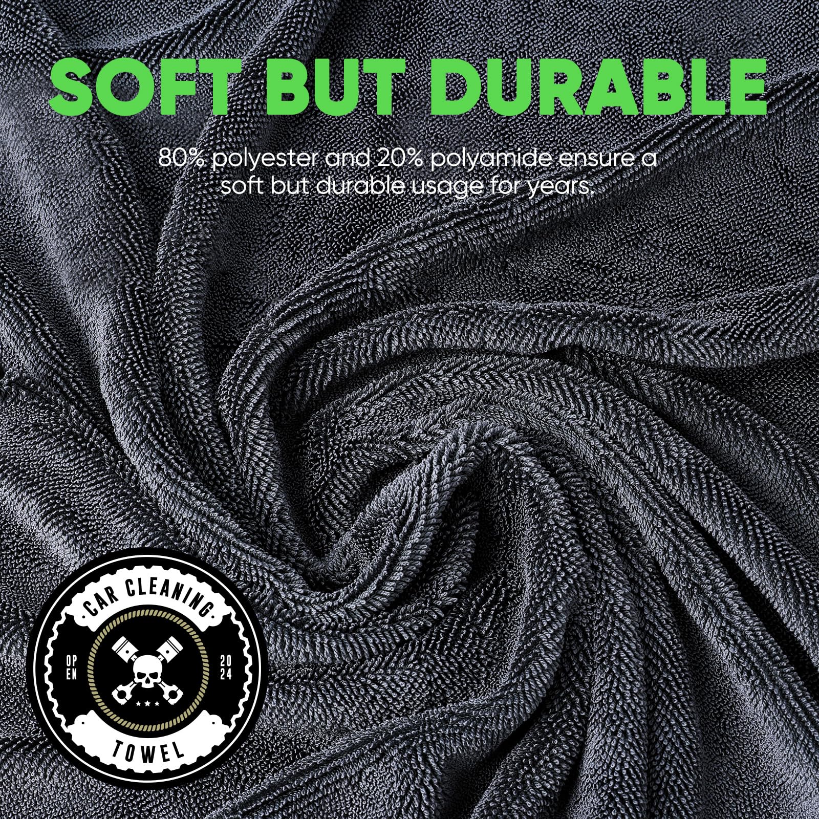 KKV Microfiber Towels - 2-Pack Extra Large (35"x 24") Ultra Absorbent, Gray, Model XC02, Streak-Free for Cars and Trucks