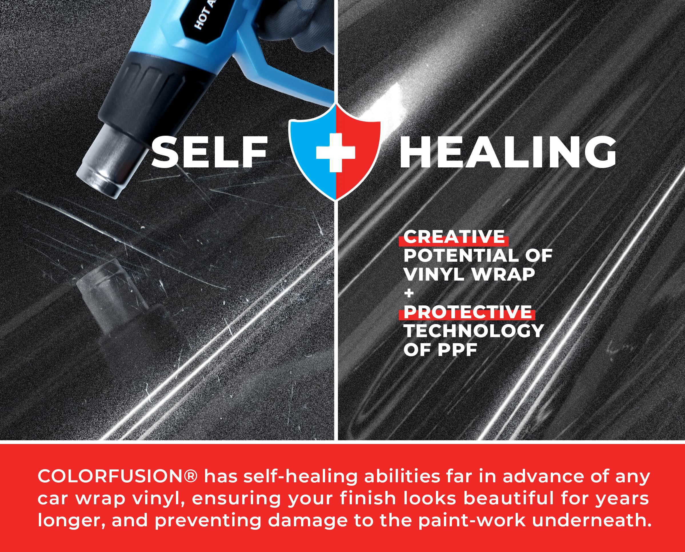 Colorfusion Ppf By Vvivid, Gloss Metallic Shadow Ash Grey Dry Apply Ppf Vinyl Car Wrap Roll 6Ft X 5Ft