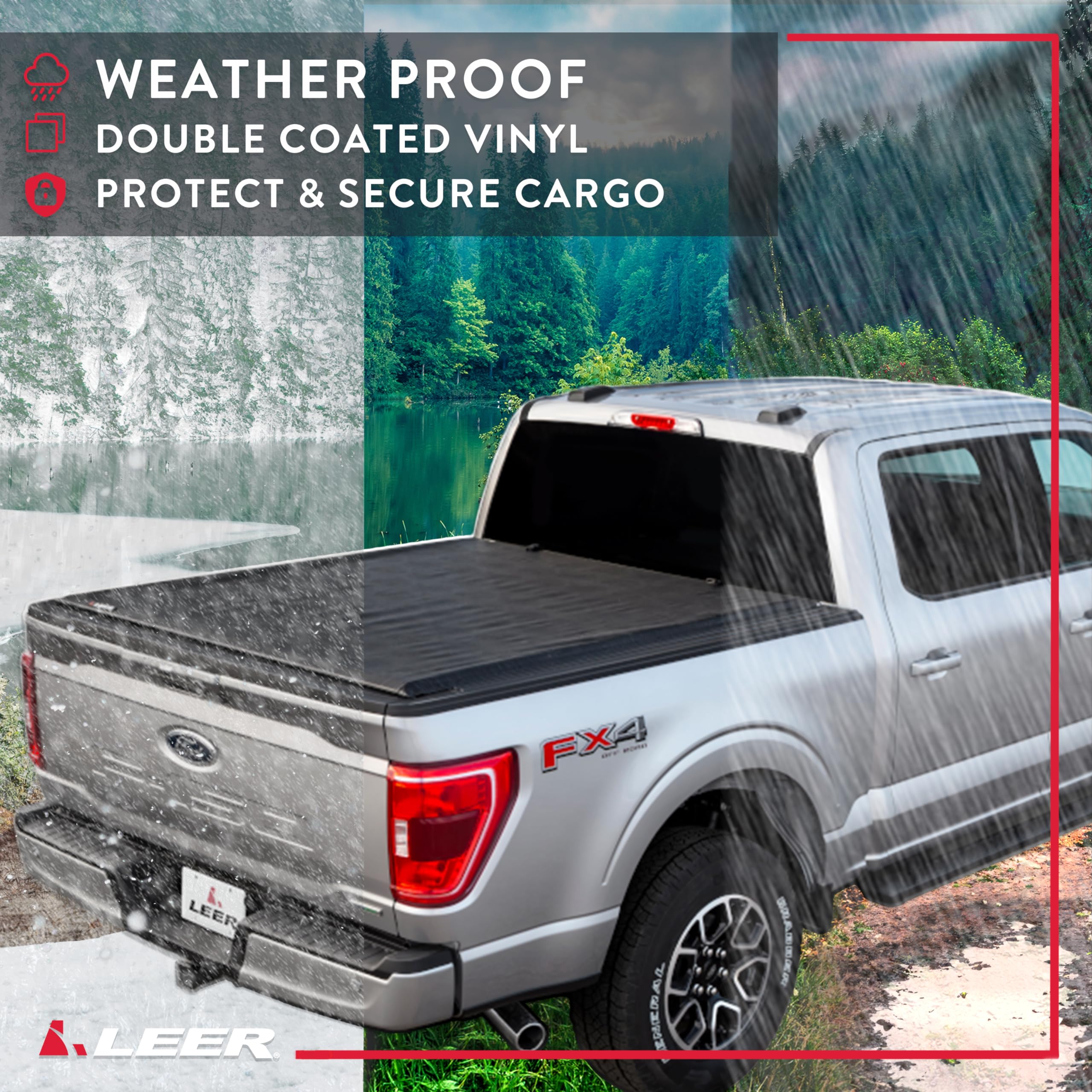 Leer Sr250 Soft Rolling Truck Bed Tonneau Cover, Fits Toyota Tacoma, Years 2016-2023, 6'2 Truck Bed, Black