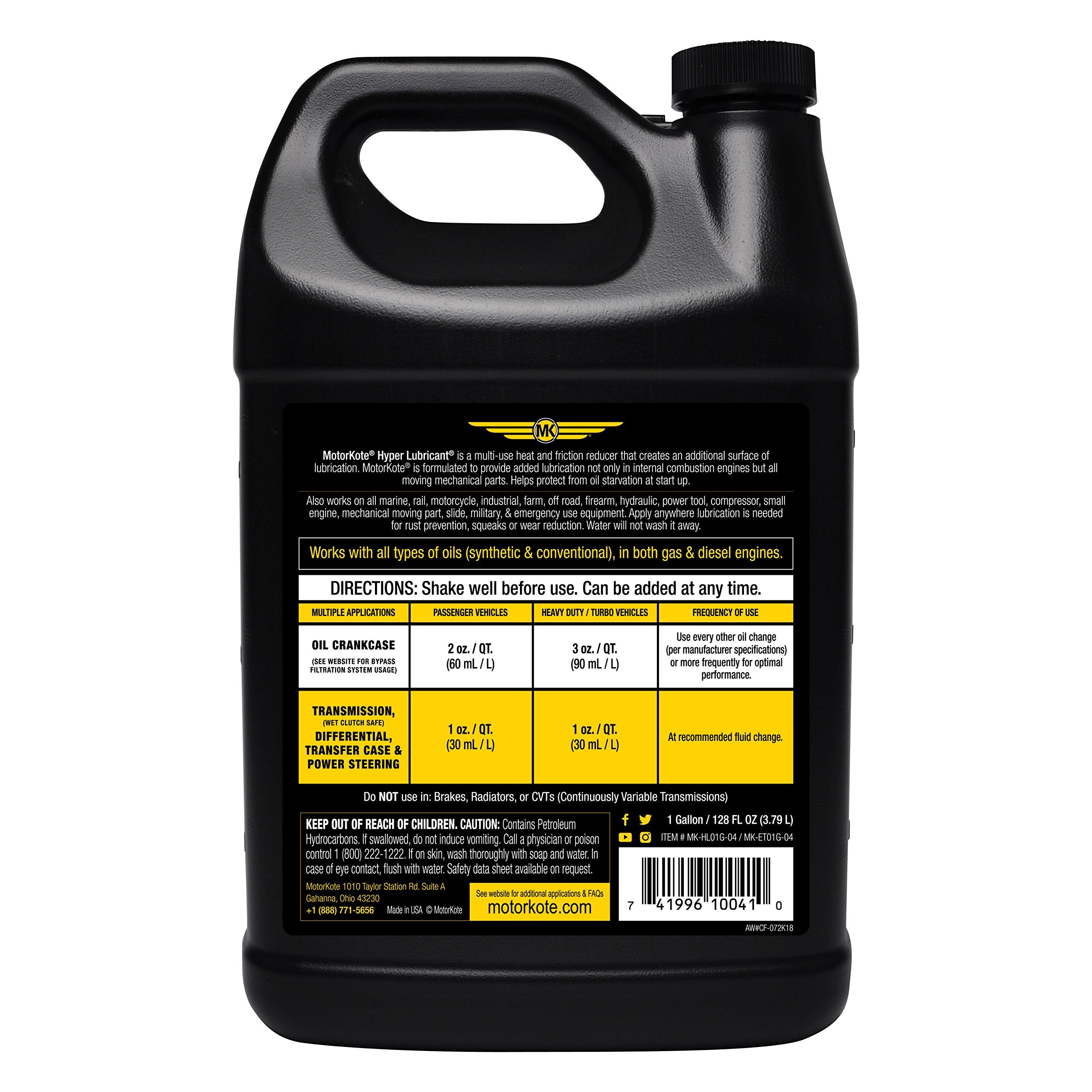 Motorkote Heavy Duty Hyper Lubricant, 1-Gallon, Metal, Model MK-HL01G-04