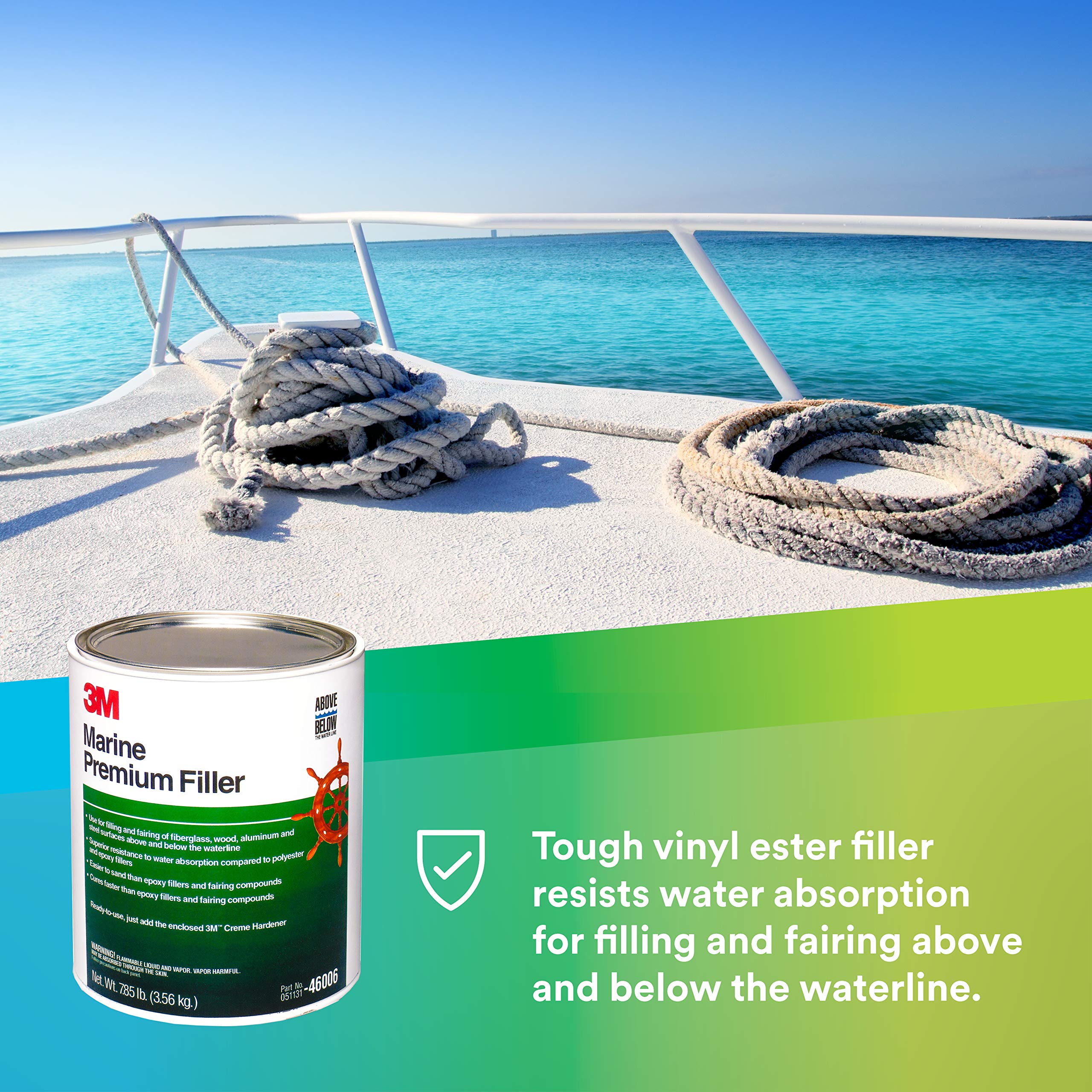 3M Marine Premium Filler 46006, Vinyl Ester, White, 1 Gallon