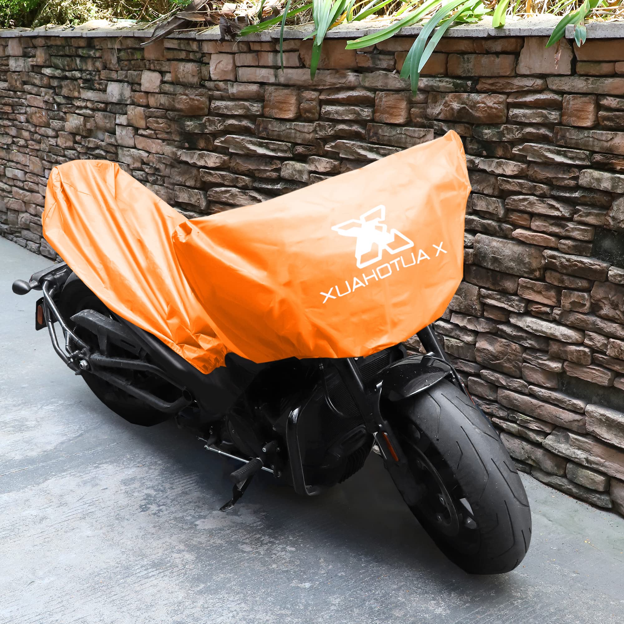 X Autohaux Motorcycle Cover Lightweight Half Cover Outdoor Waterproof Rain Dust Protector Orange M Size For Most Full Dress Tour