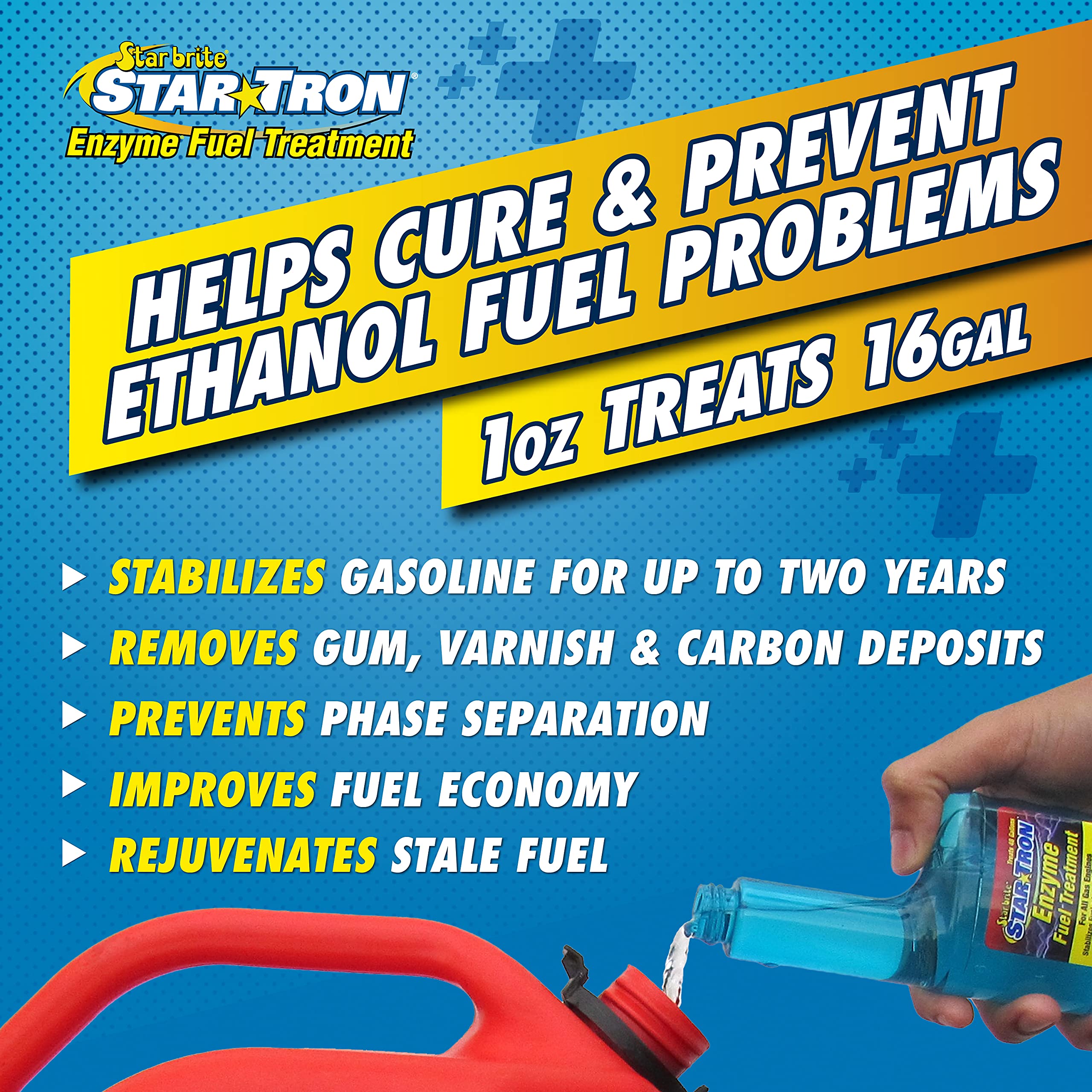 Star Tron Enzyme Fuel Treatment Concentrate, 16 Fl. Oz. - Treats up to 256 Gallons - Rejuvenate & Stabilize Old Gasoline, Cure E