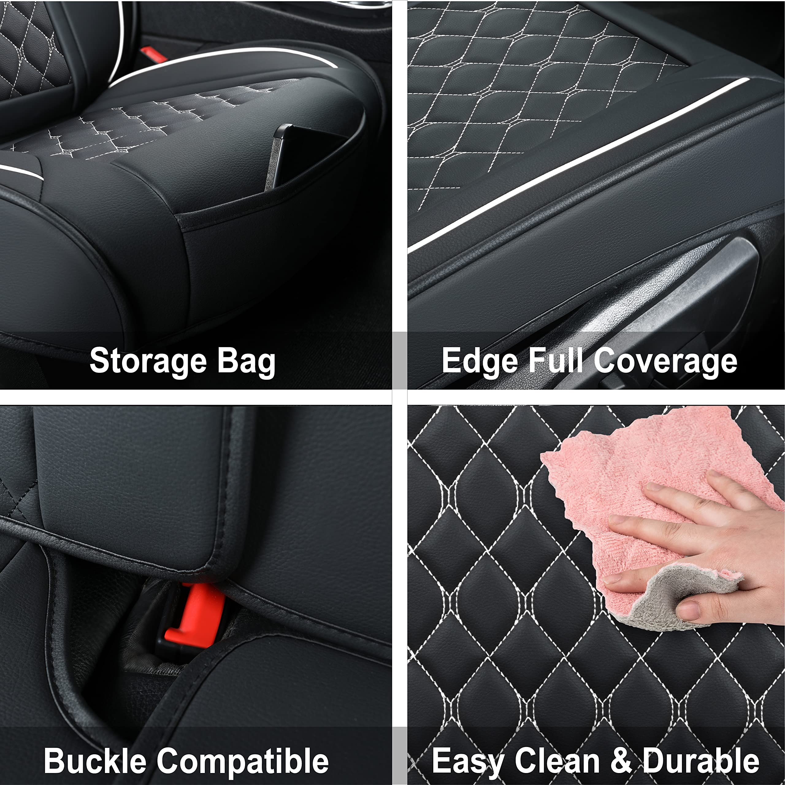 Vankerful Car Seat Covers Front Pair,Universal Fit for Most Cars,SUV,Sedans and Pick-up Trucks,Automotive Faux Leather Vehicle C