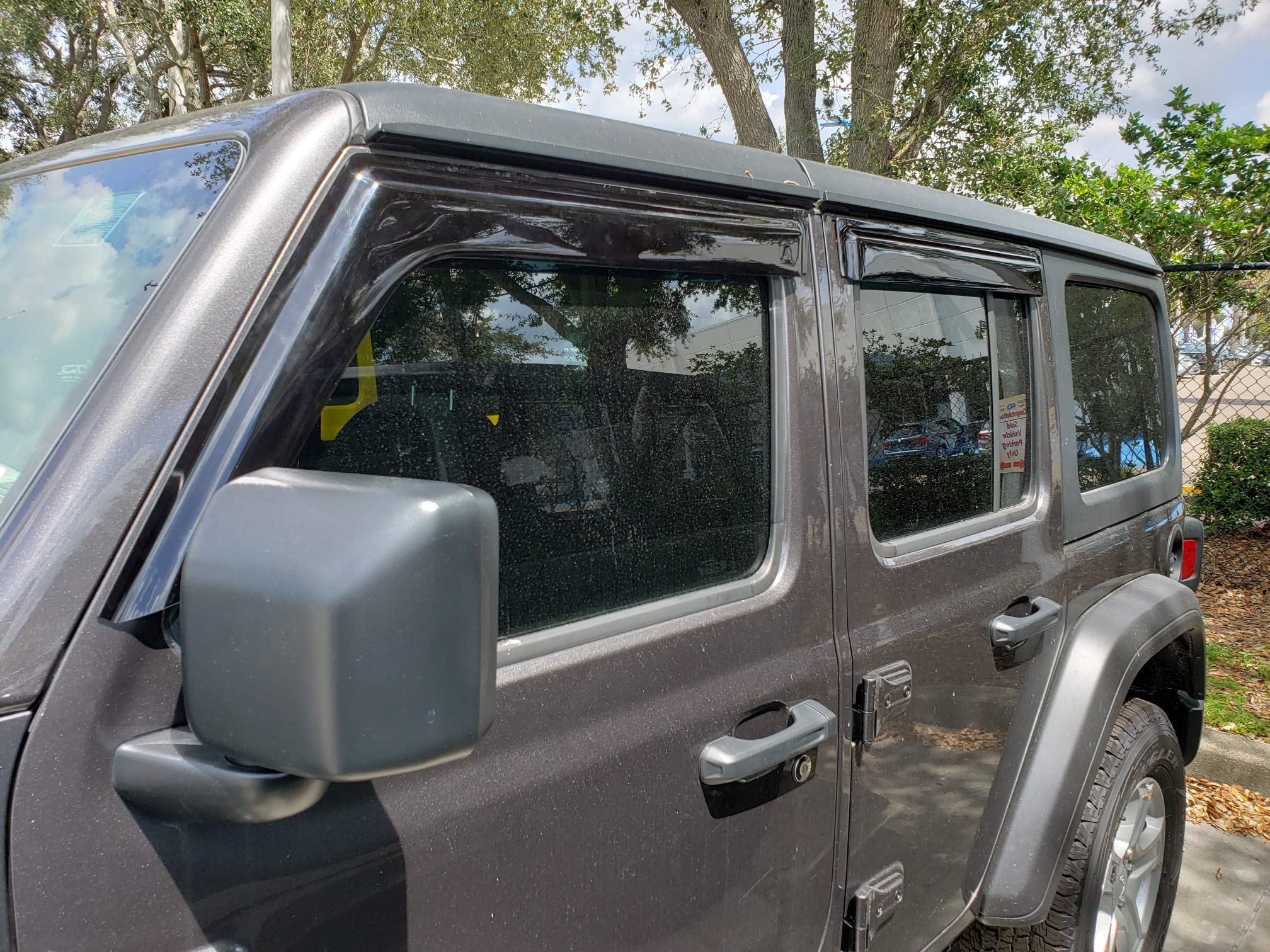 2018-2025 Tape-On Side Window Deflector Visors For Jeep Wrangler Jl Unlimited 4 Door & For Jeep Gladiator Jt 2020-2025 Smoke Tin