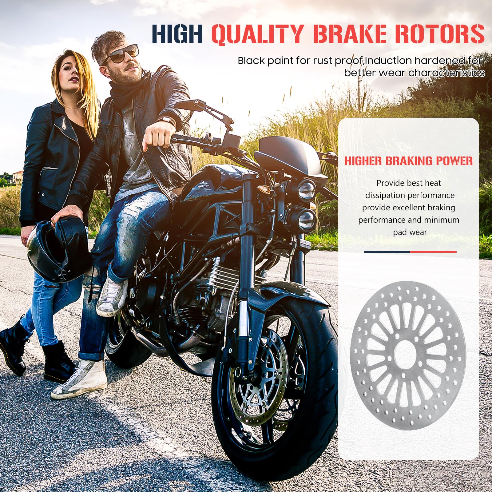 Front and Rear Brake Rotors for Harley Electra Glide for Road King for Road Glide for Street Glide, for FLHR,FLHRI/FLHT/FLHTI/FL