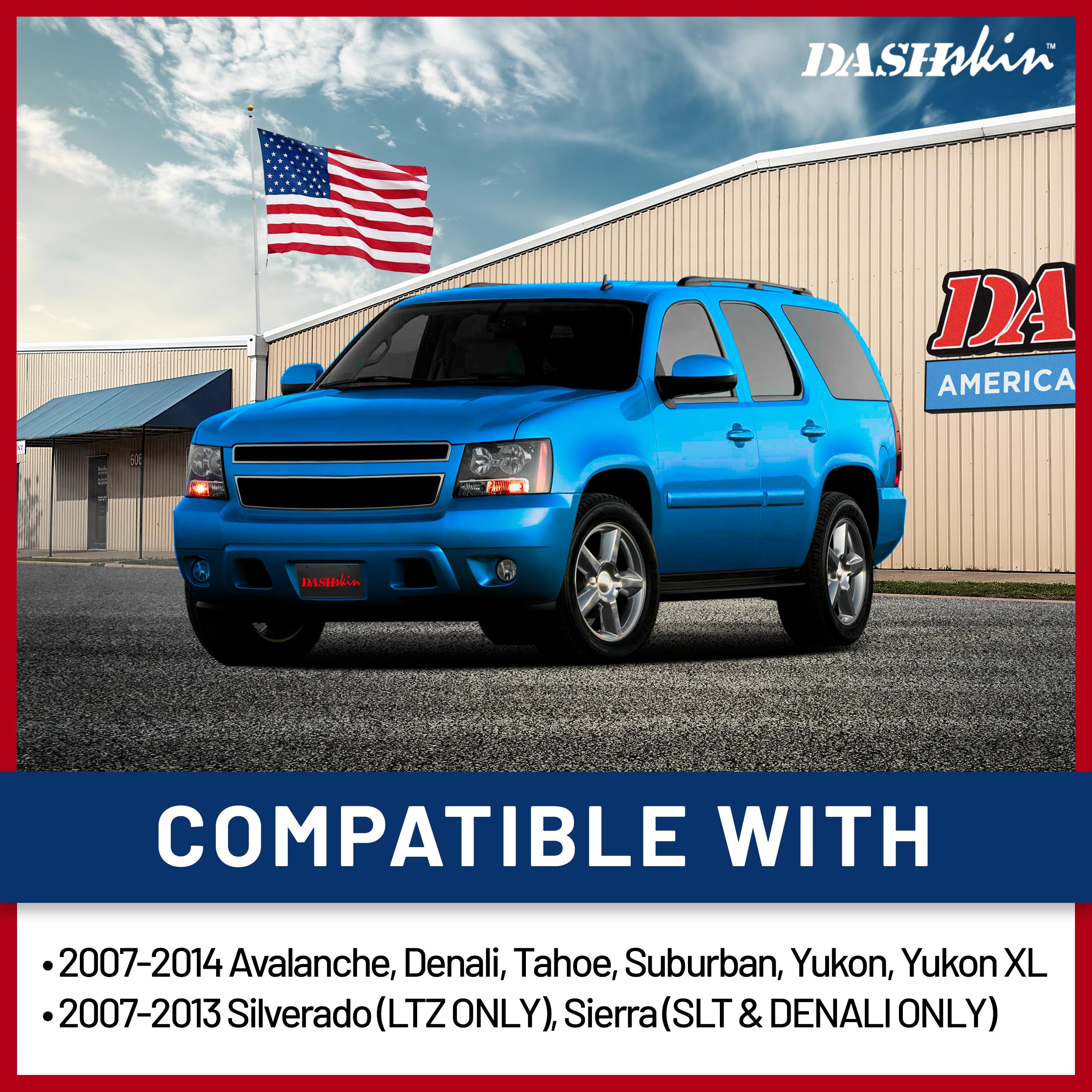 DashSkin Dash Cover Cap for 2007-2014 Tahoe/Suburban/Yukon, Black, WITH Center Speaker, Model 0714GMS-Black, Made in the USA
