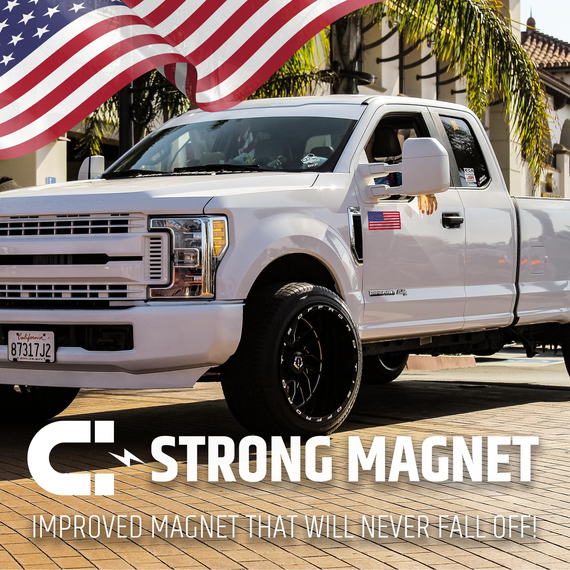 Premium American Flag Magnets For Trucks And Cars (3 Pack) + Bonus Reverse Design | Magnetic Us Flags Cut-Out | Powerful Magnet