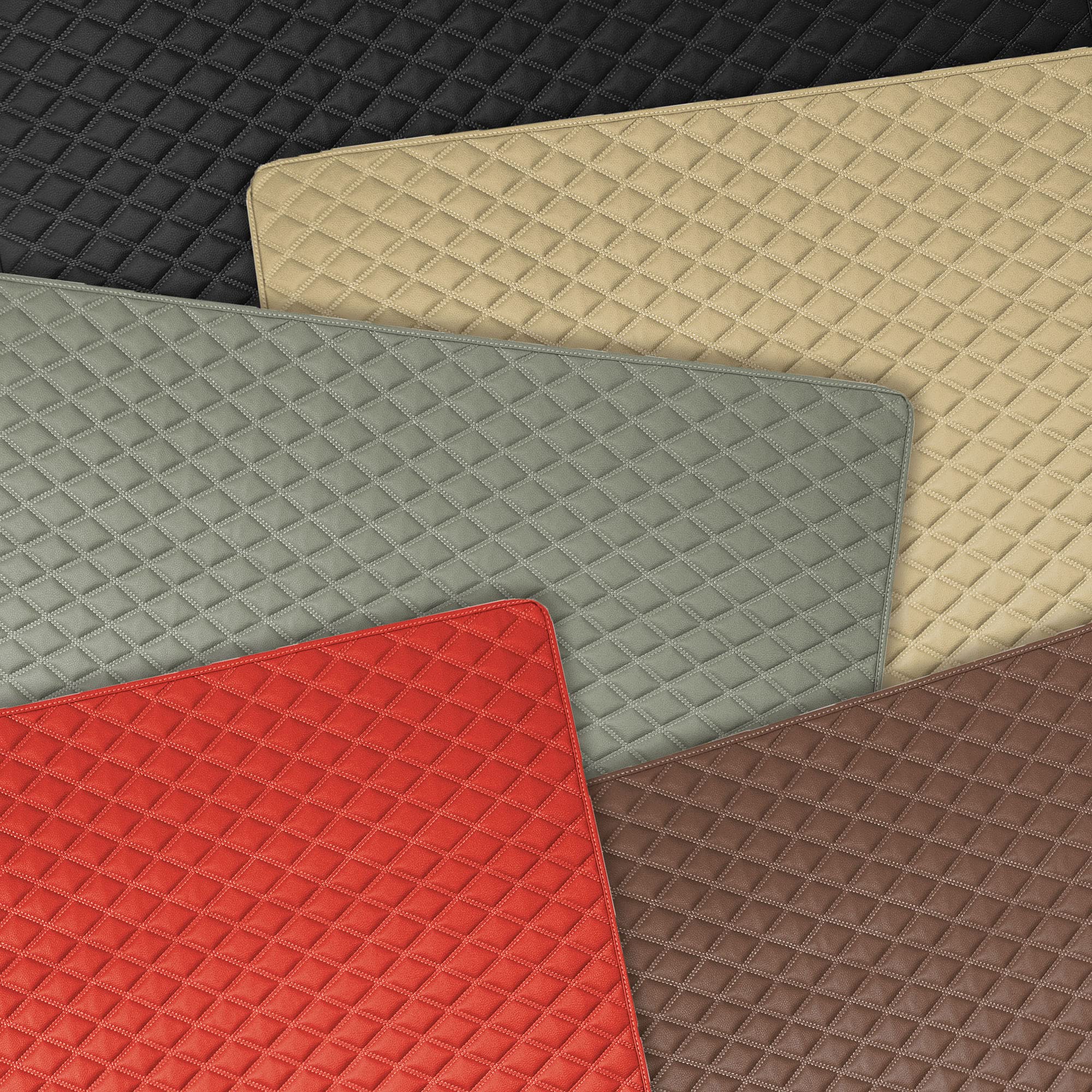 Fh Group F16501Beige-46 Deluxe Heavy Duty Faux Leather Diamond Pattern Multi-Purpose Beige Automotive Cargo Liner Fits Most Cars