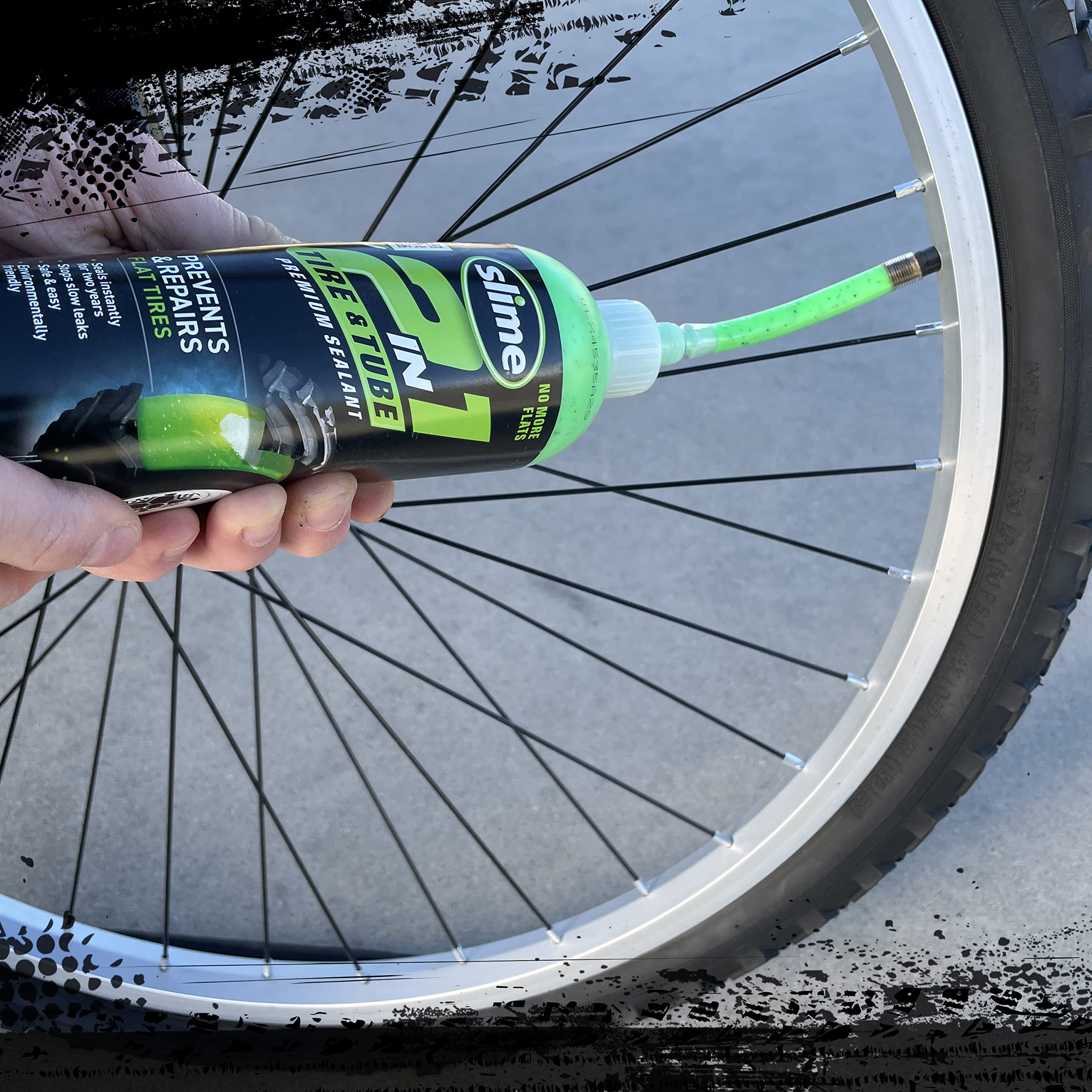 Slime 10193-6Pk 2-In-1 Tire And Tube Sealant Puncture Repair Sealant, Premium, Prevent And Repair, Suitable For Non-Highway Tire