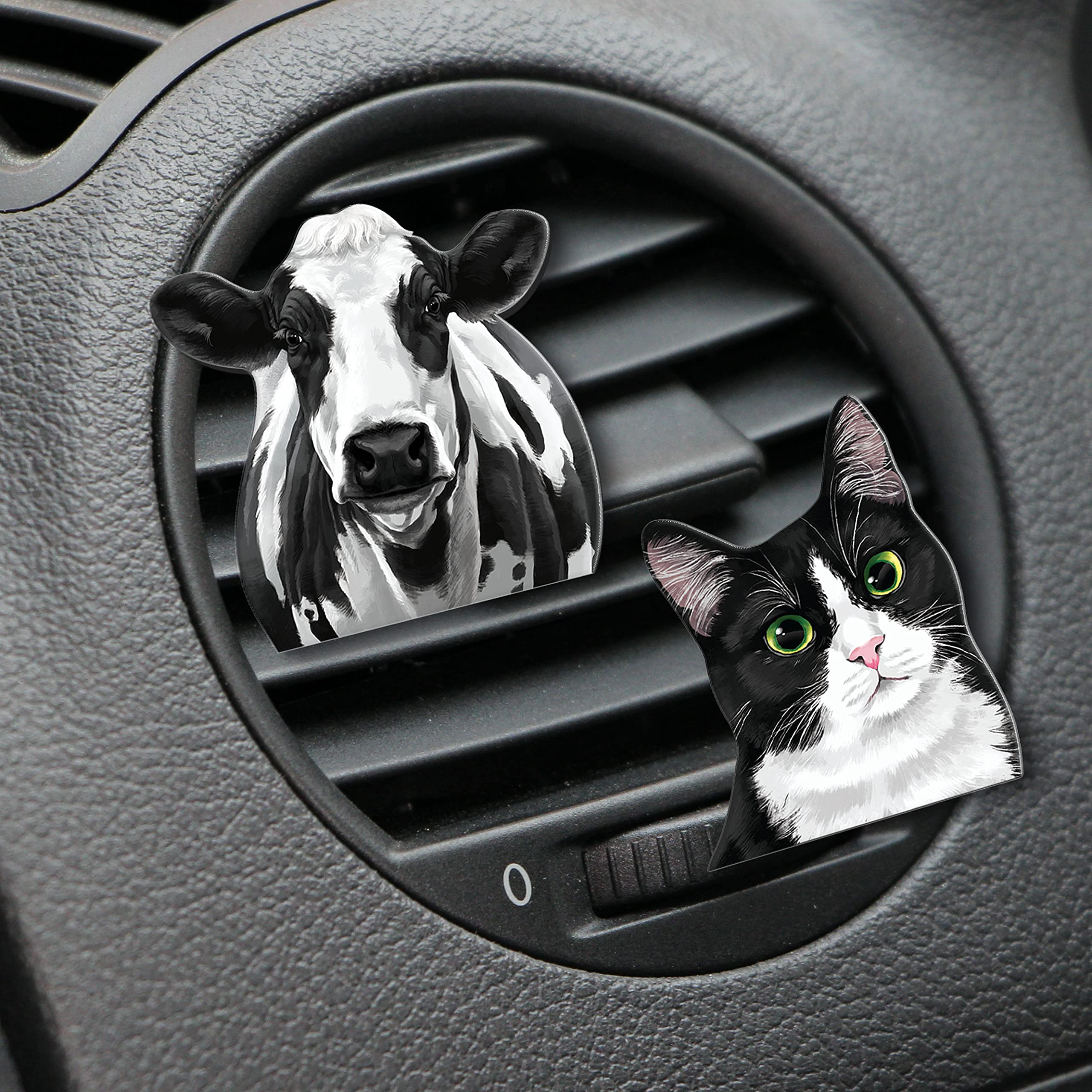 WIRESTER Fresh Scented Car Air Freshener Vent Clip, Decorative Accessories, Interior Decoration for Cars - Black Spot Cow
