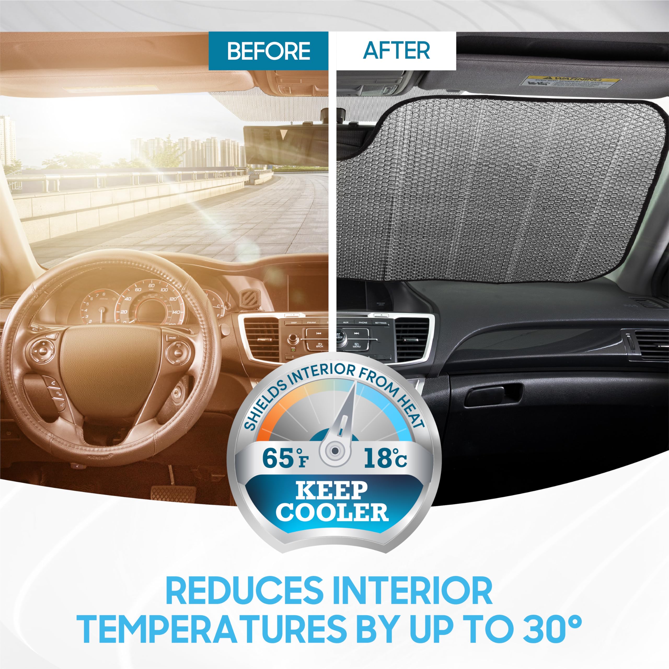Bdk Never Stop Exploring Front Windshield Sunshade Accordion Folding Style Auto Shade For Car Truck Suv Van Blocks Uv Rays Sun V