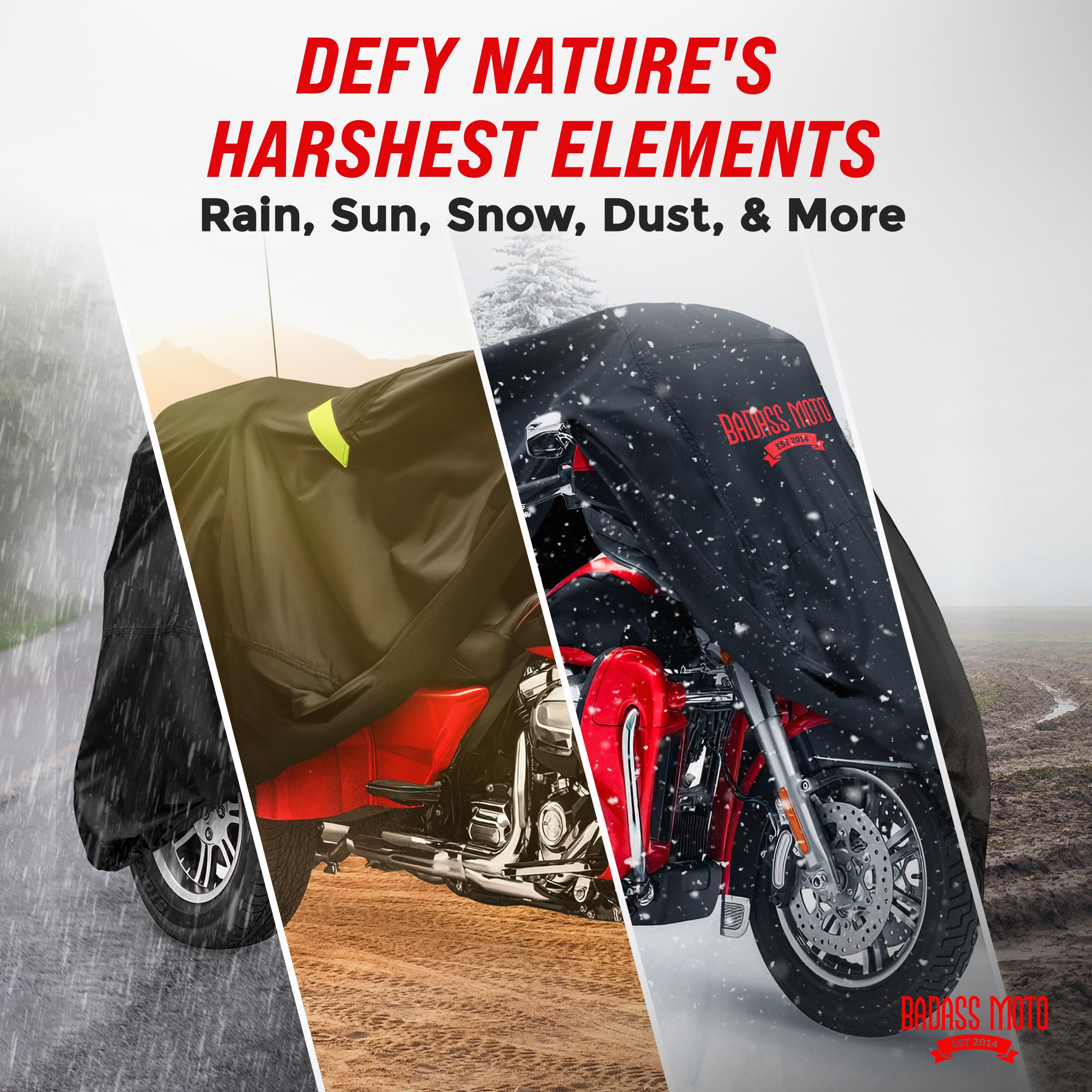 Badass Moto Waterproof Trike Cover for Harley Davidson, Polyester, Black, Fits Tri Glide, Taped Seams, Windshield Liner, Vents