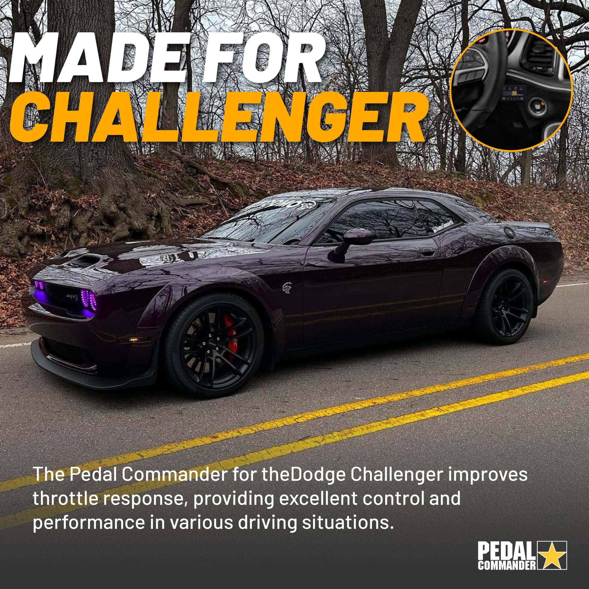 Pedal Commander For Dodge Challenger 2008-2024 Throttle Response Controller - Fits Base, Gt, R/T, Se, Srt 392, Srt8, Demon, Hellcat, Sxt, T/A, Challenger Accessories Performance Tuner