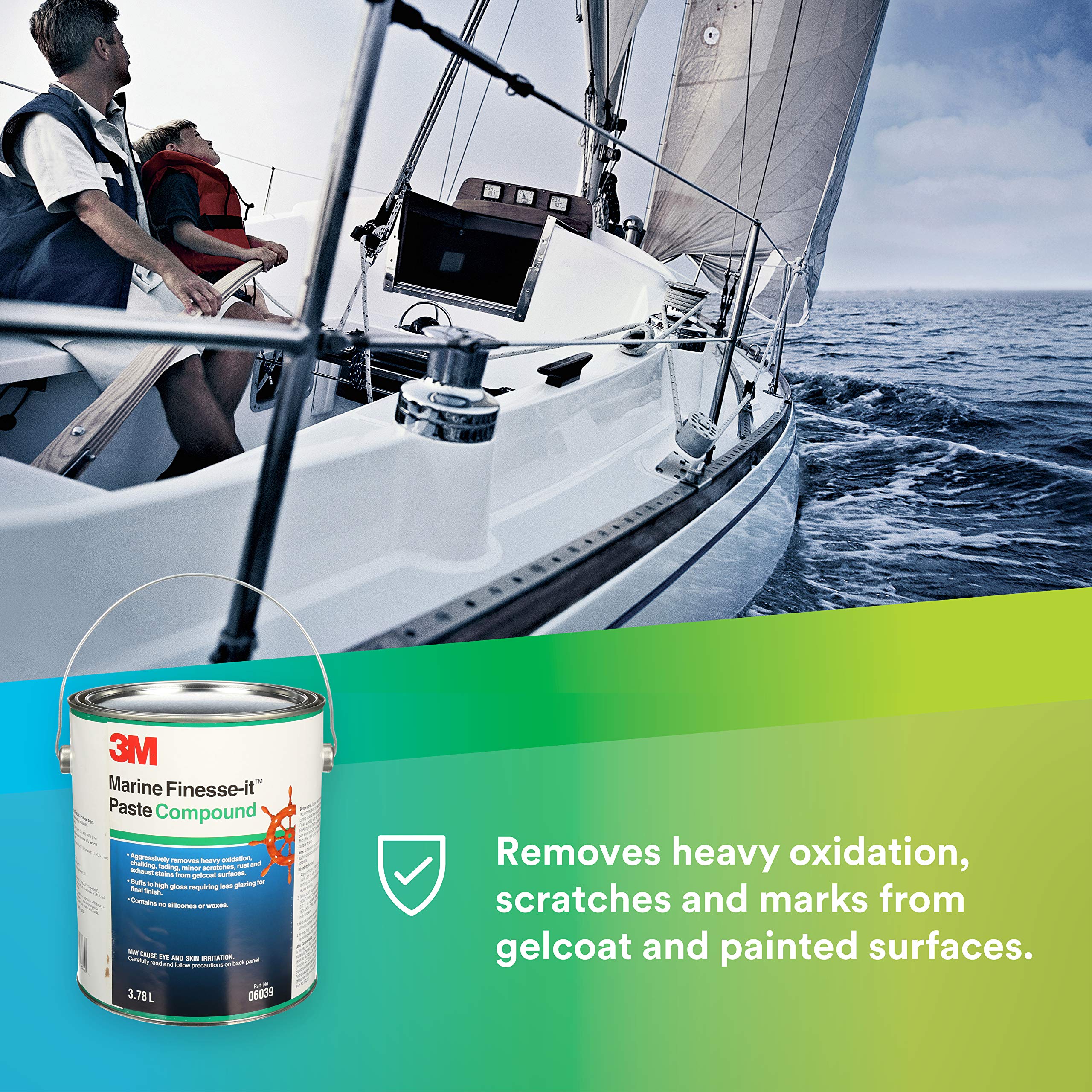 3M Finesse-it Marine Paste Compound, 1 gal, 6039, Mixed Material, White Finish