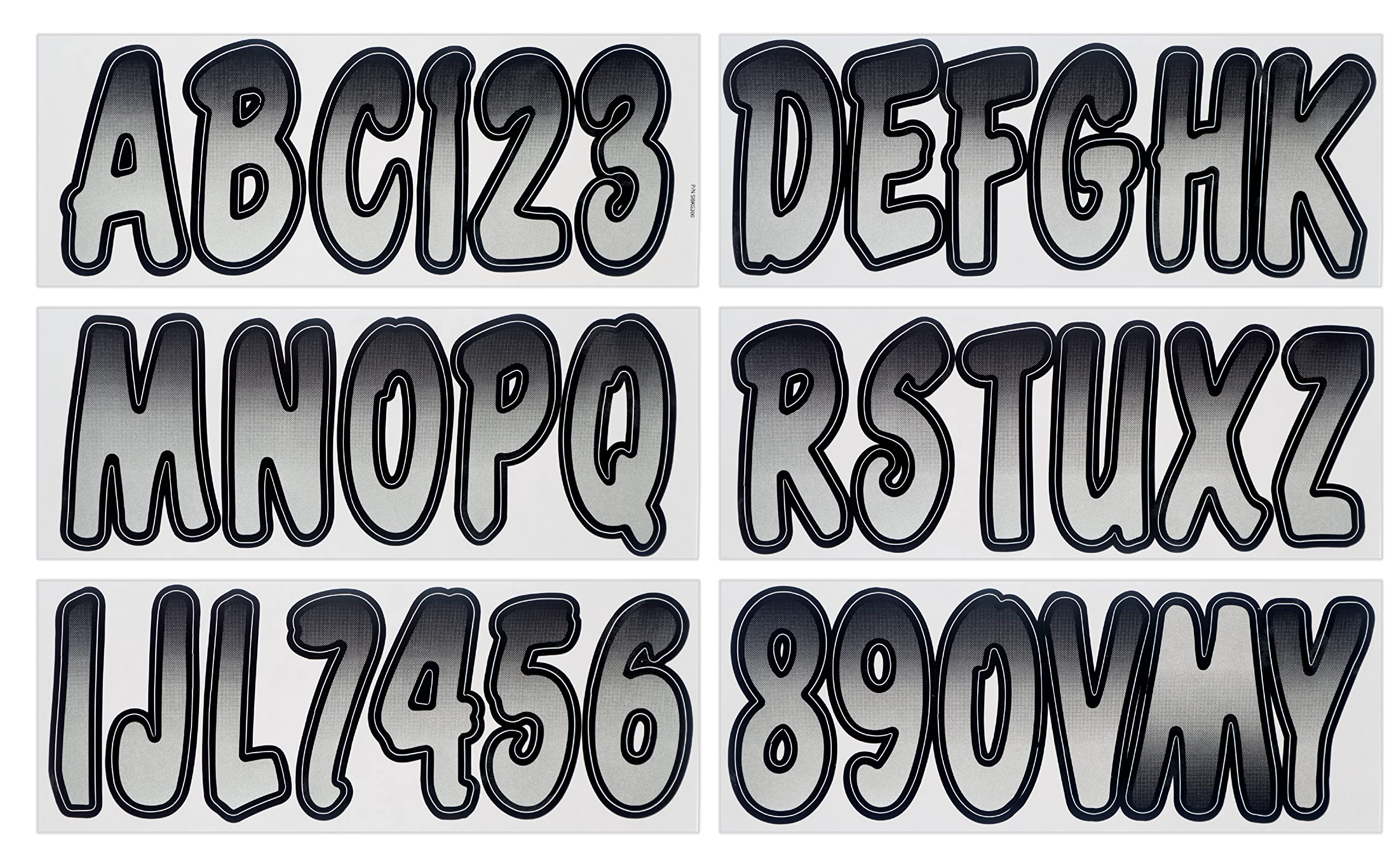 Hardline Products Series 200 Factory Matched 3-Inch Boat & PWC Registration Number Kit, Silver/Black - SIBKG200