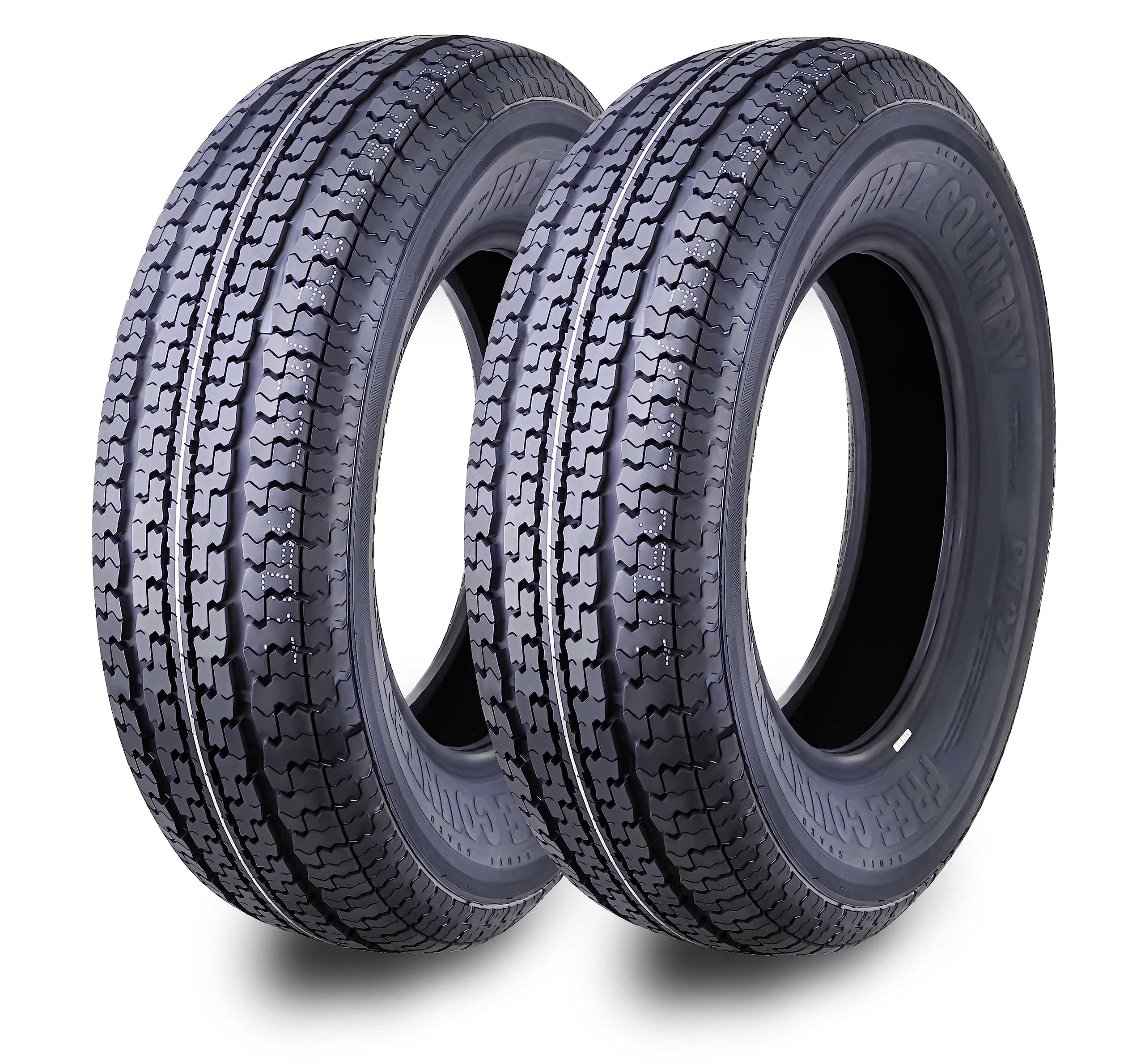 Grand Ride Set 2 Free Country Premium Trailer Tires St 175/80R13 6 Ply Load Range C W/Scuff Guard 