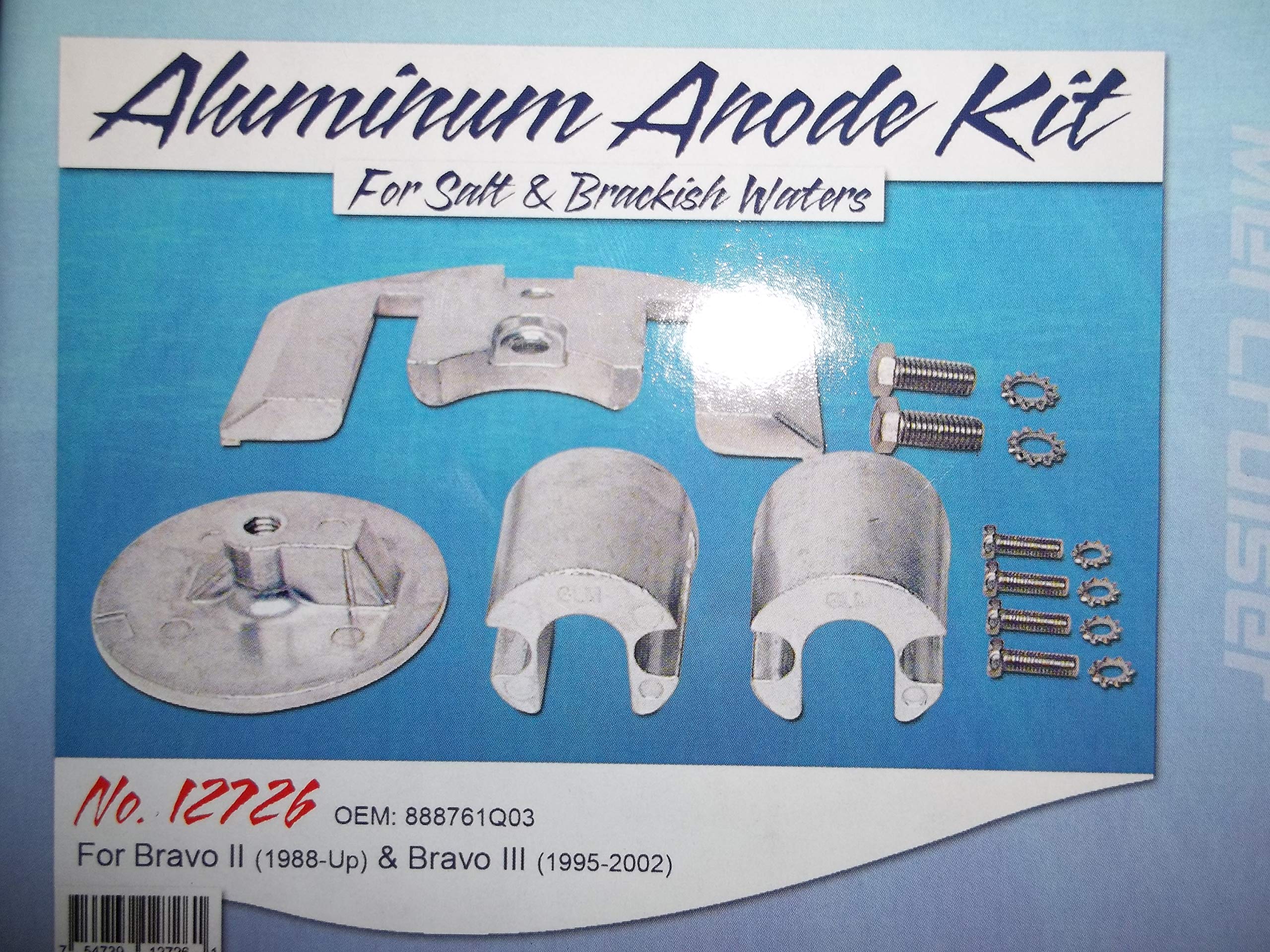 Rps-Glm Mercruiser Bravo Ii Iii Outdrive Anode Kit 2 3 Aluminum Salt Water Zinc Set 88+, Replaces 888761Q01
