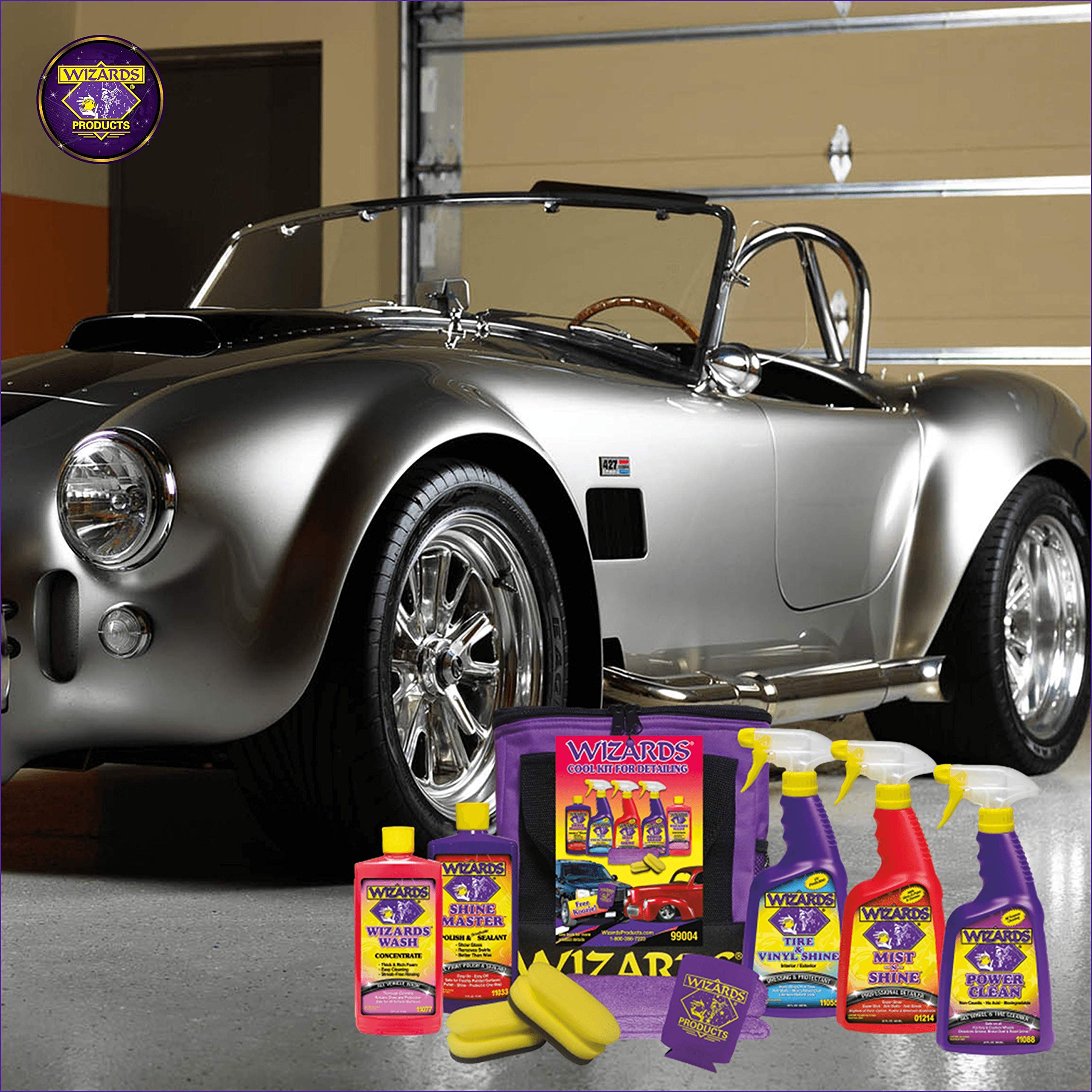 Wizards Car Detailing Kit - Premium And Comprehensive Car Cleaning Kit - 7 Piece Car Detail Kit With Mist N Shine, Tire And Viny