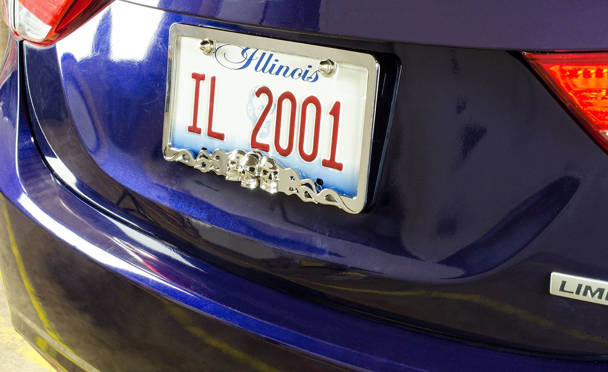 Custom Accessories 92812 Skull In Flames License Plate Frame