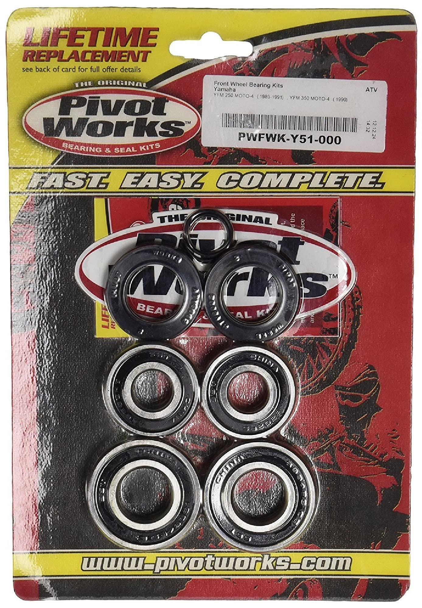 Pivot Works Wheel Bearing Kit PWFWK-Y51-000 Compatible with/Replacement for Yamaha YFM250 Moto-4 1989-1991
