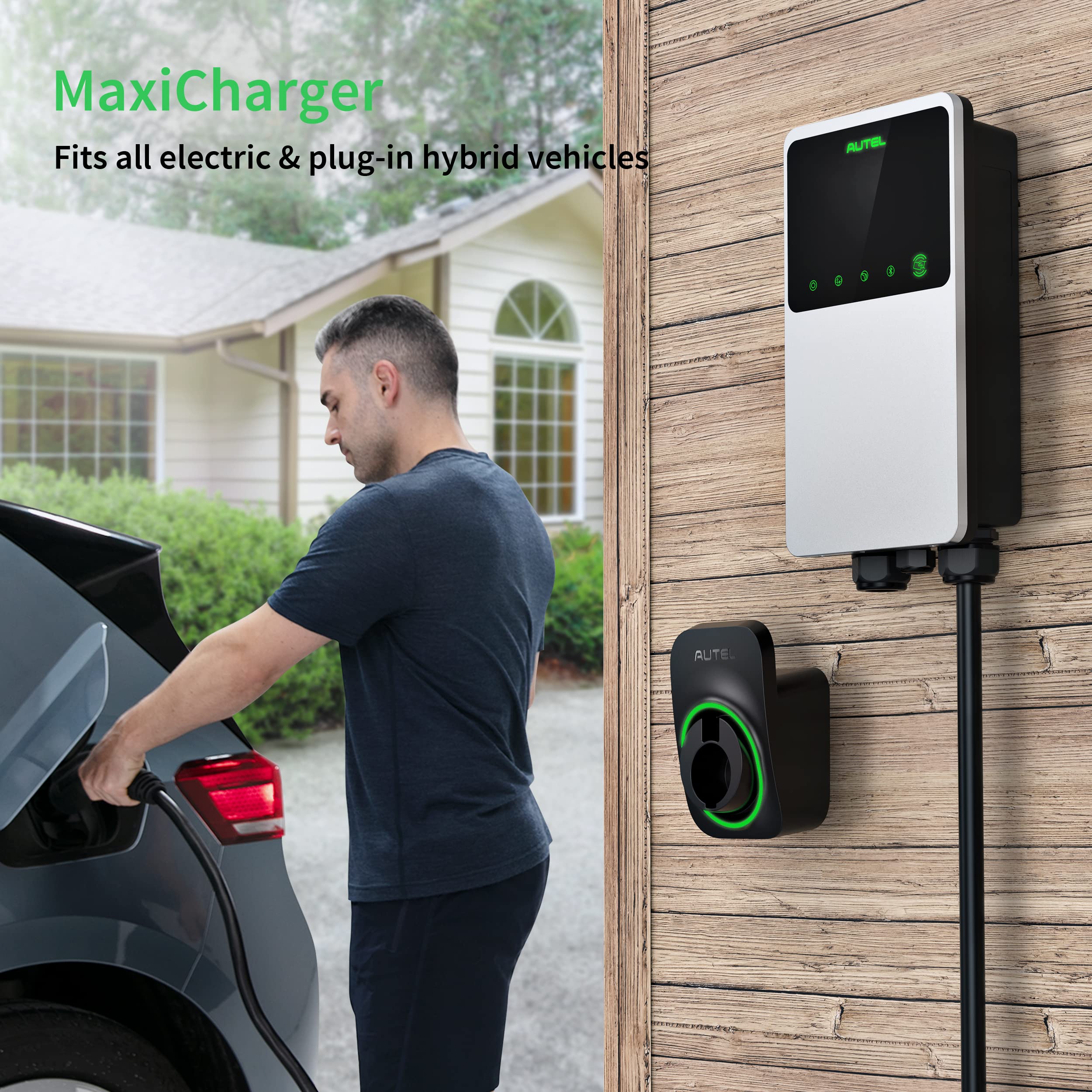 Autel MaxiCharger Home EV Charger, 50 Amp, 240V, WiFi/Bluetooth, Hardwired, 25-Foot Cable, Silver