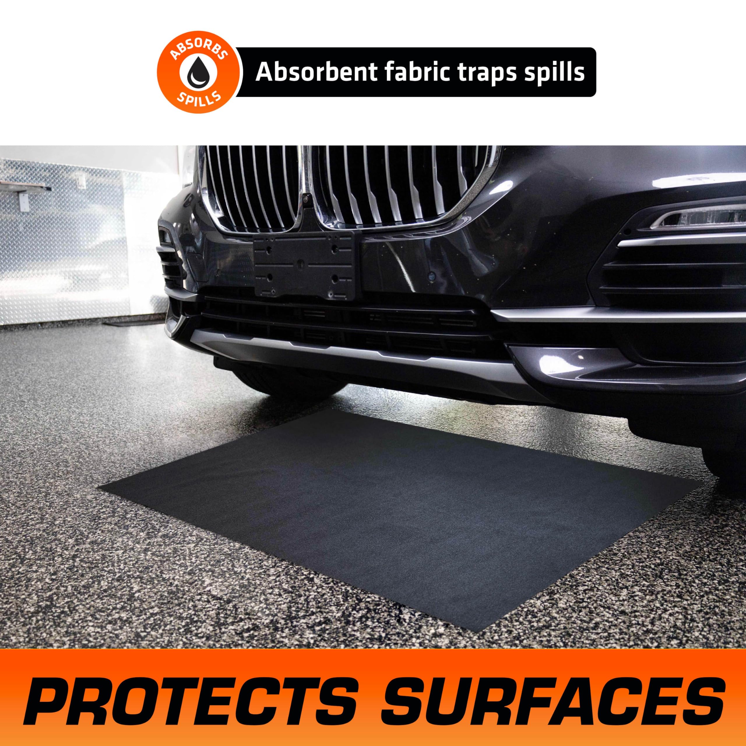 Drymate Armor All Premium Oil Spill Mat, Charcoal, 30" x 59", Absorbent, Reusable, Waterproof, Model AAOSM3060C