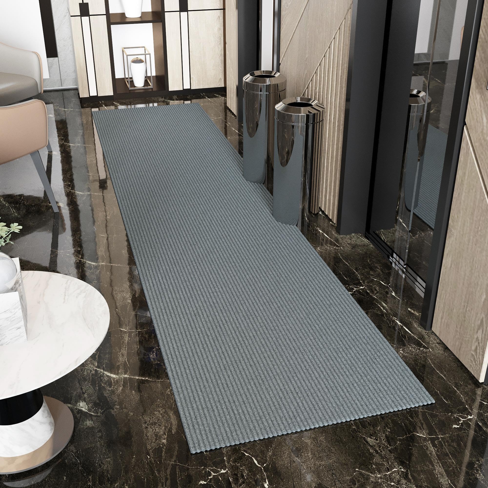 Ottomanson Solid Design Non-Slip Rubberback 3X20 Indoor/Outdoor Runner Rug For Hallway, Kitchen, Living Room, Garage, Patio, 2'7