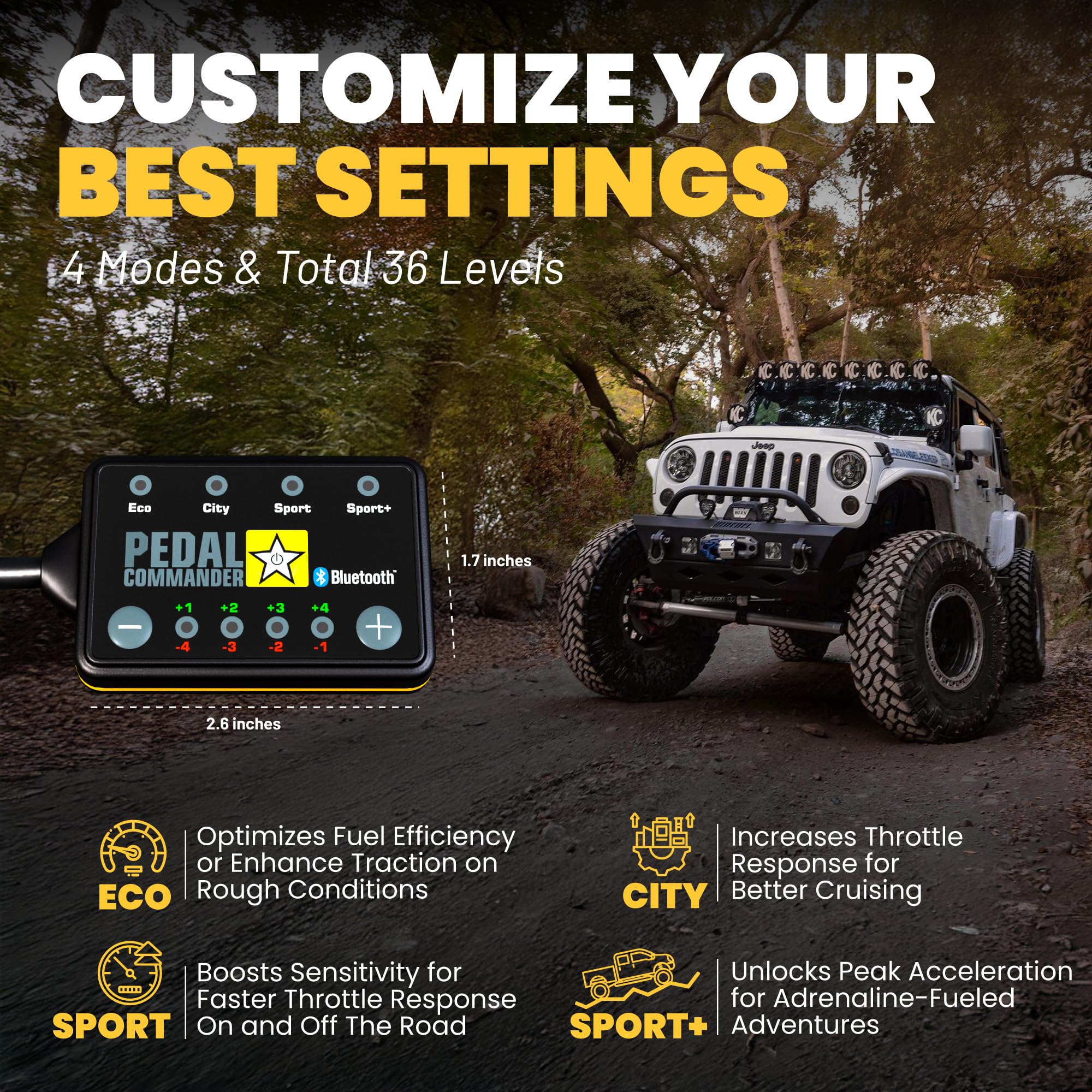 Pedal Commander For Jeep Wrangler Jk 2006-2018 Throttle Response Controller Fits: Unlimited, Sport, Sahara, Rubicon, Mojave, 2.8L 3.6L 3.8L, Jeep Wrangler Accessories