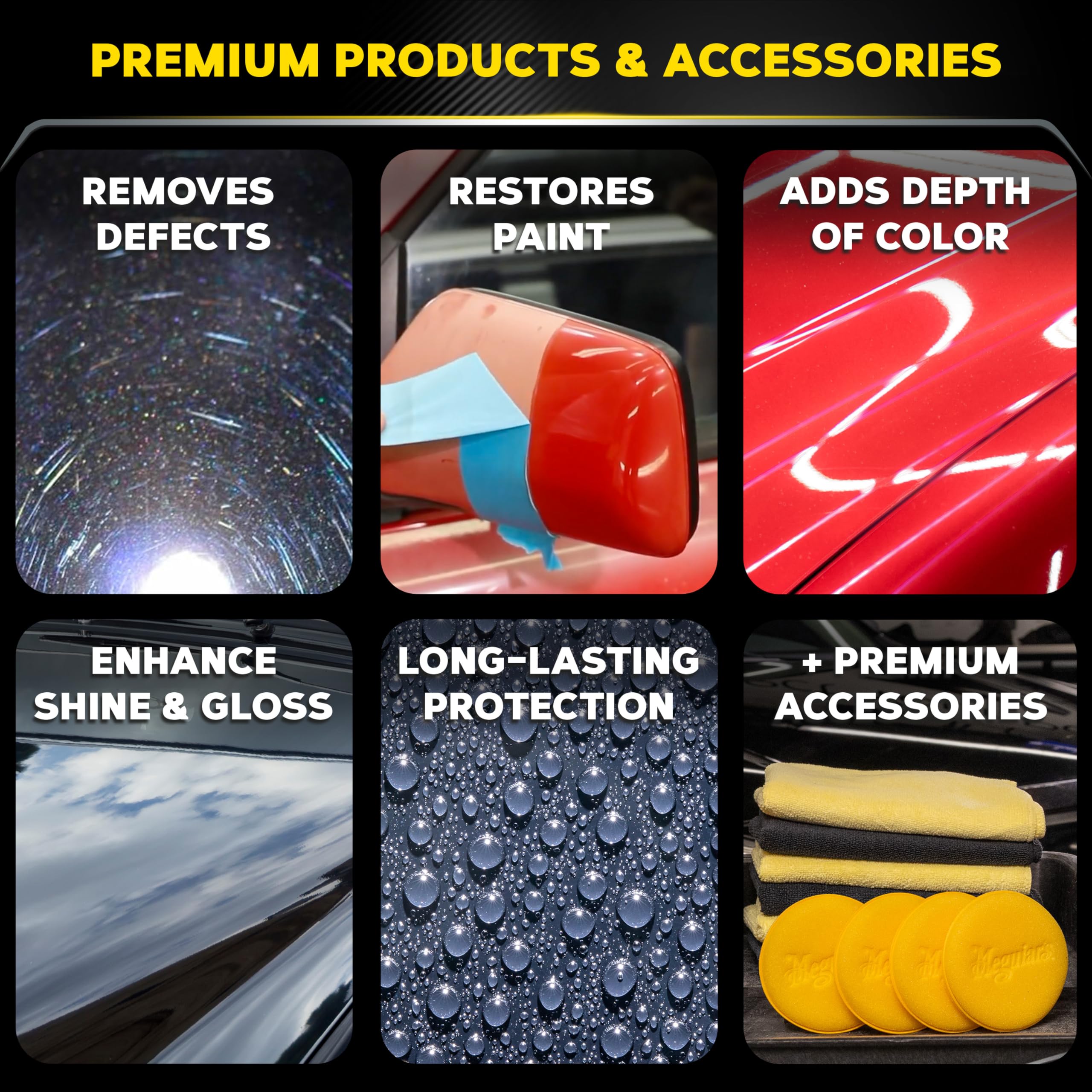 Meguiar's Ultimate 3 Step Paint Care Kit - Black Microfiber Car Detailing & Polishing Kit, Model G55162