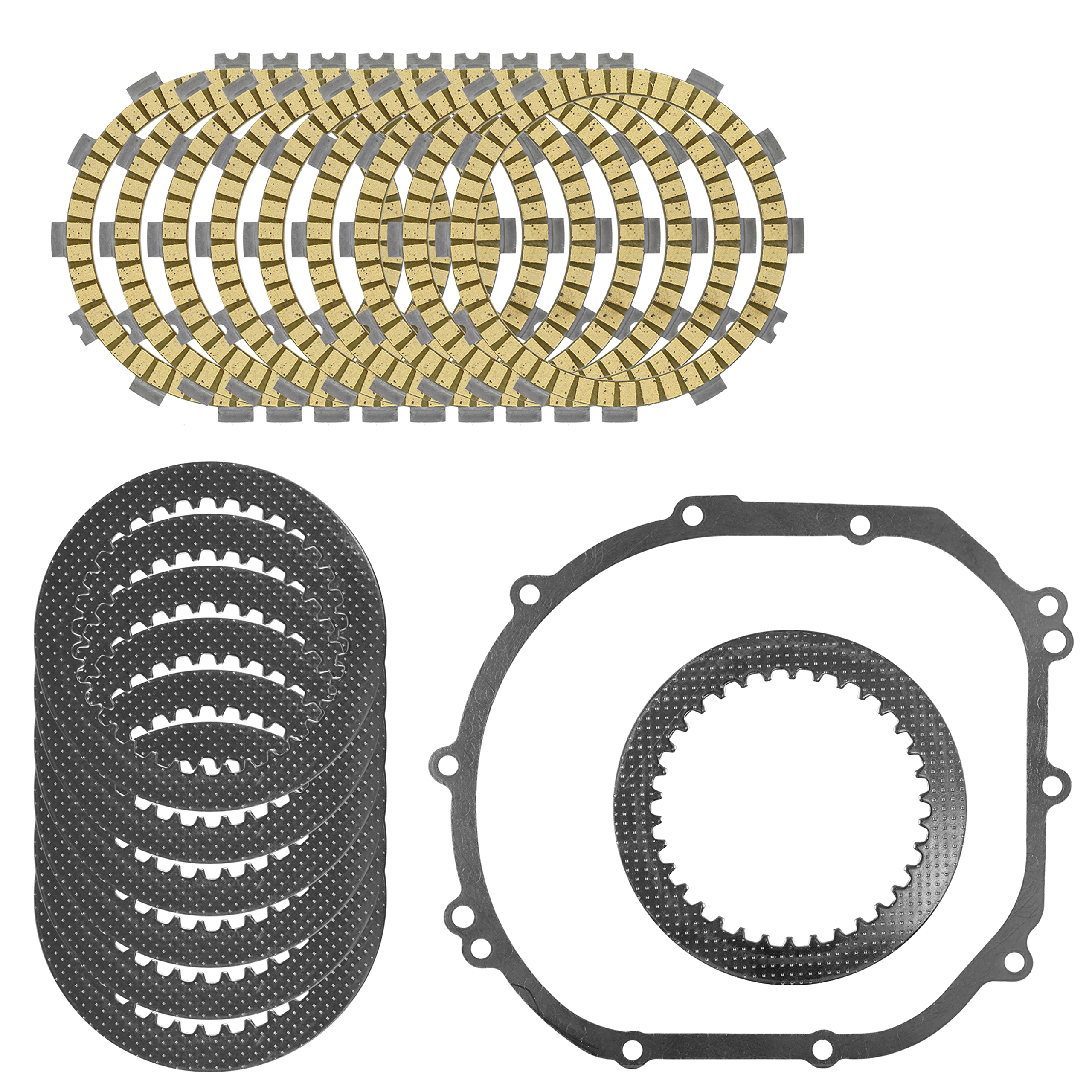 Caltric Clutch Friction Steel Plates Kit compatible with Kawasaki Ninja ZX-6R ZX600 ZX636 2000-2004