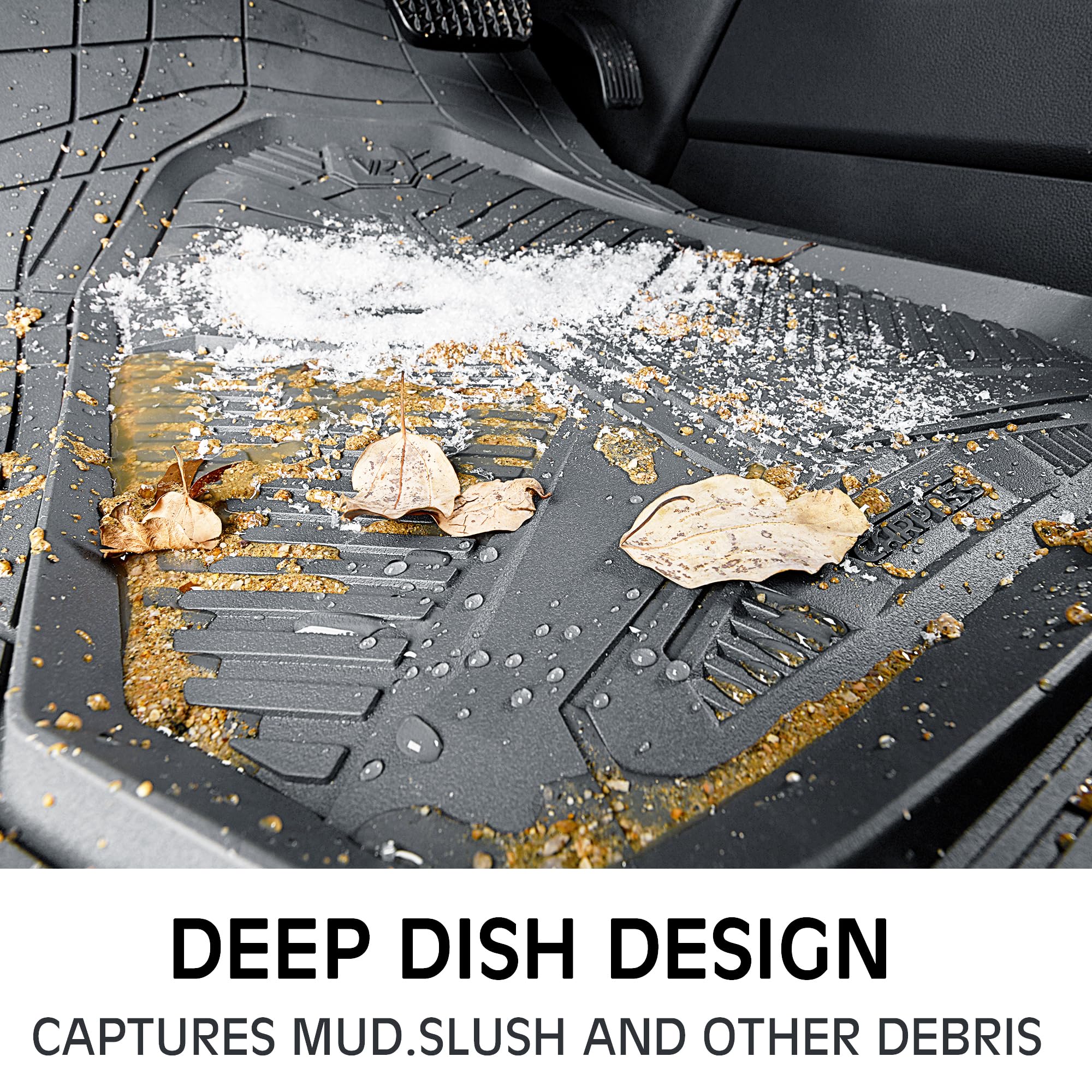 Car Pass Heavy Duty Rubber Car Mats, Deepdish All Weather Floor Mats For Car Full Set, Universal Automotive Mats Trim To Fit For