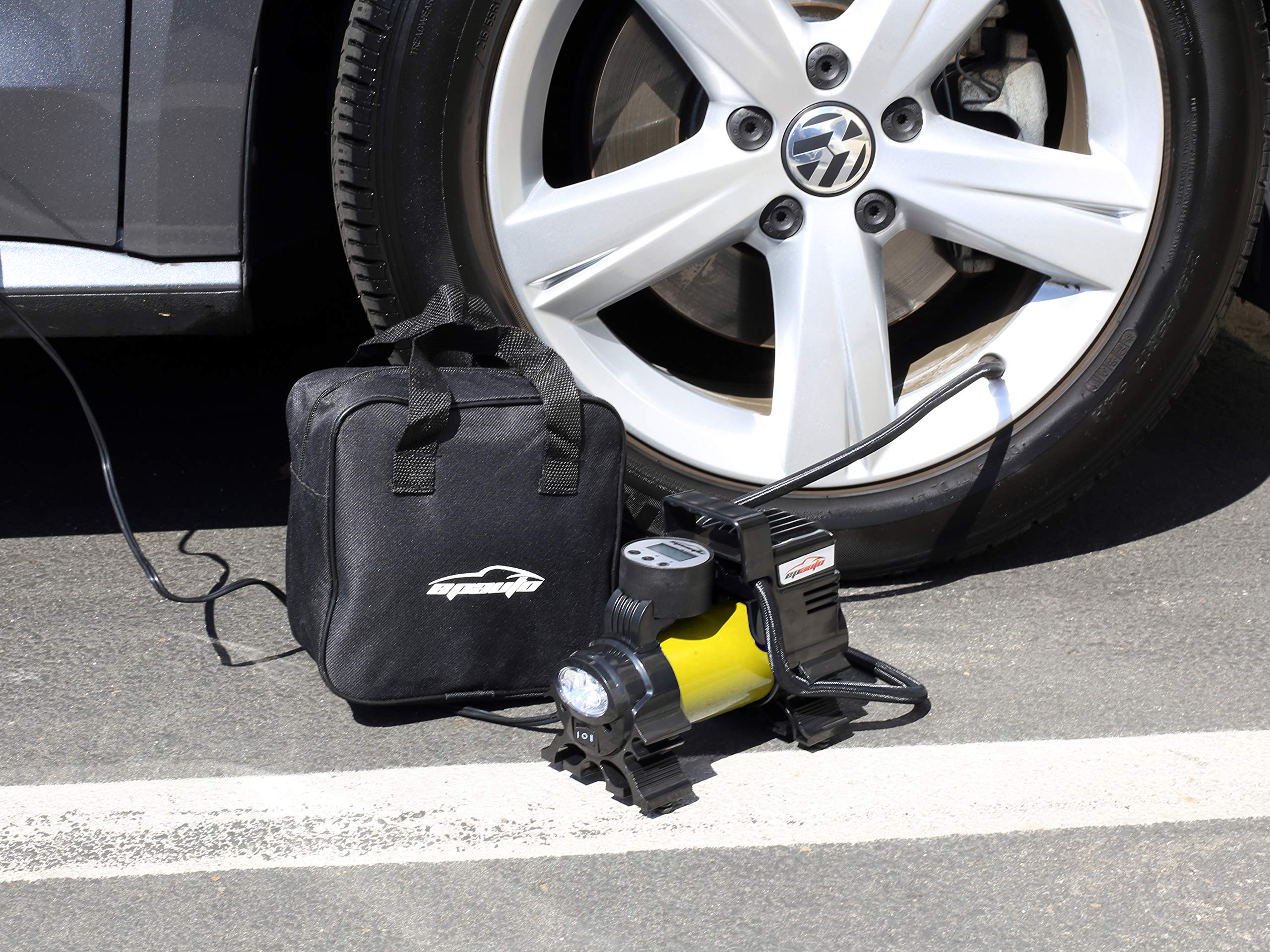 EPAuto 12V DC Portable Air Compressor Pump, Digital Tire Inflator, Model AT-10D-Y, Yellow